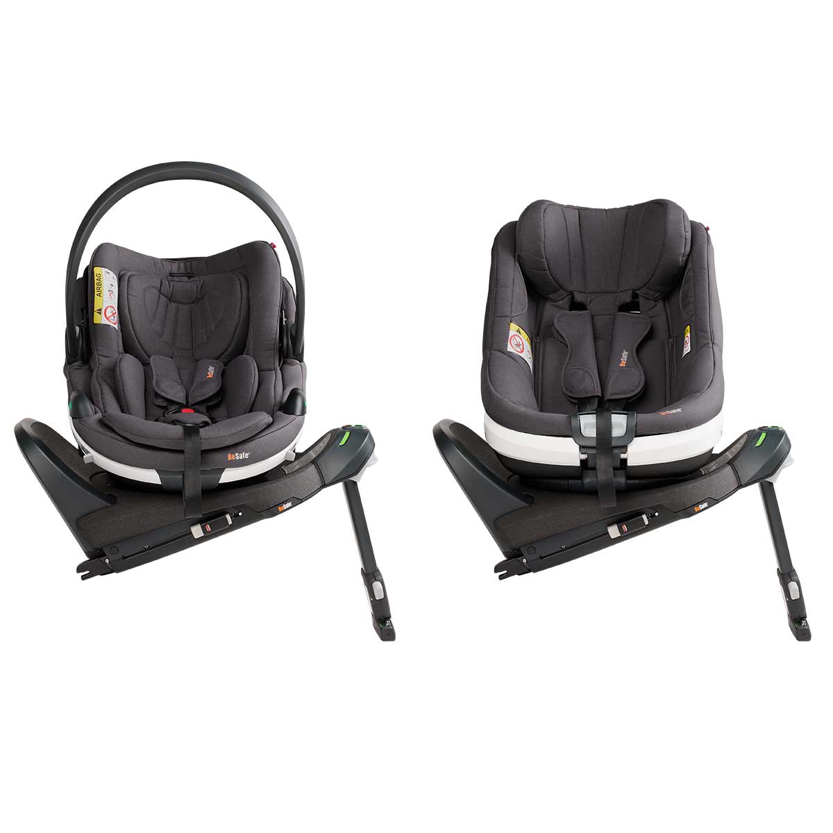BeSafe Go Beyond Babyschale und Beyond 360 Autositz mit 2 Bases Dark Grey Mélange