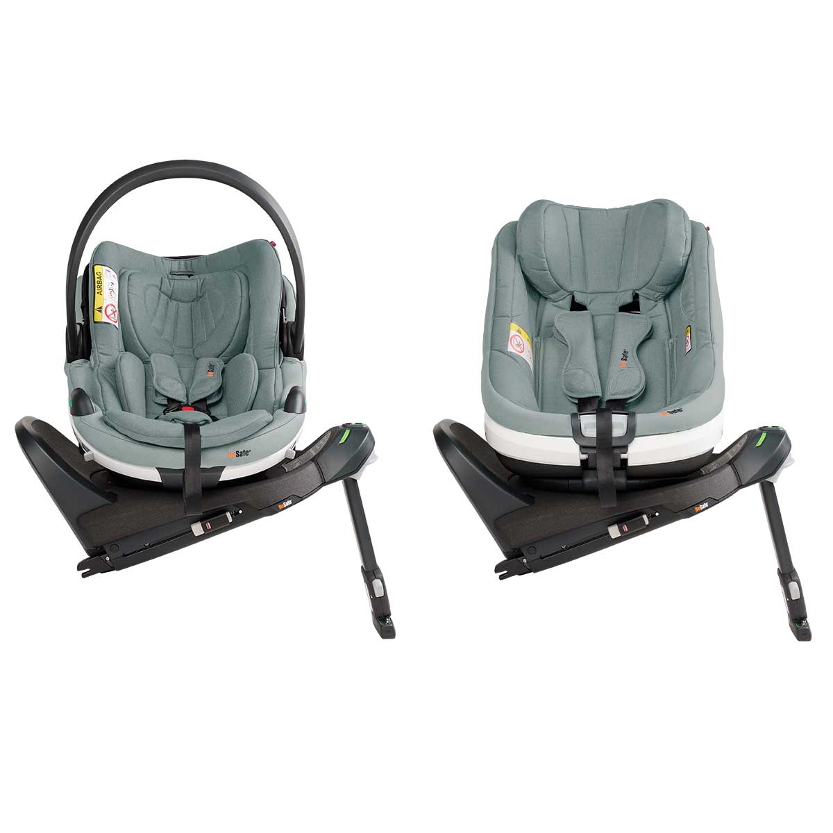 BeSafe Go Beyond Babyschale und Beyond 360 Autositz mit 2 Bases Sea Green Mélange