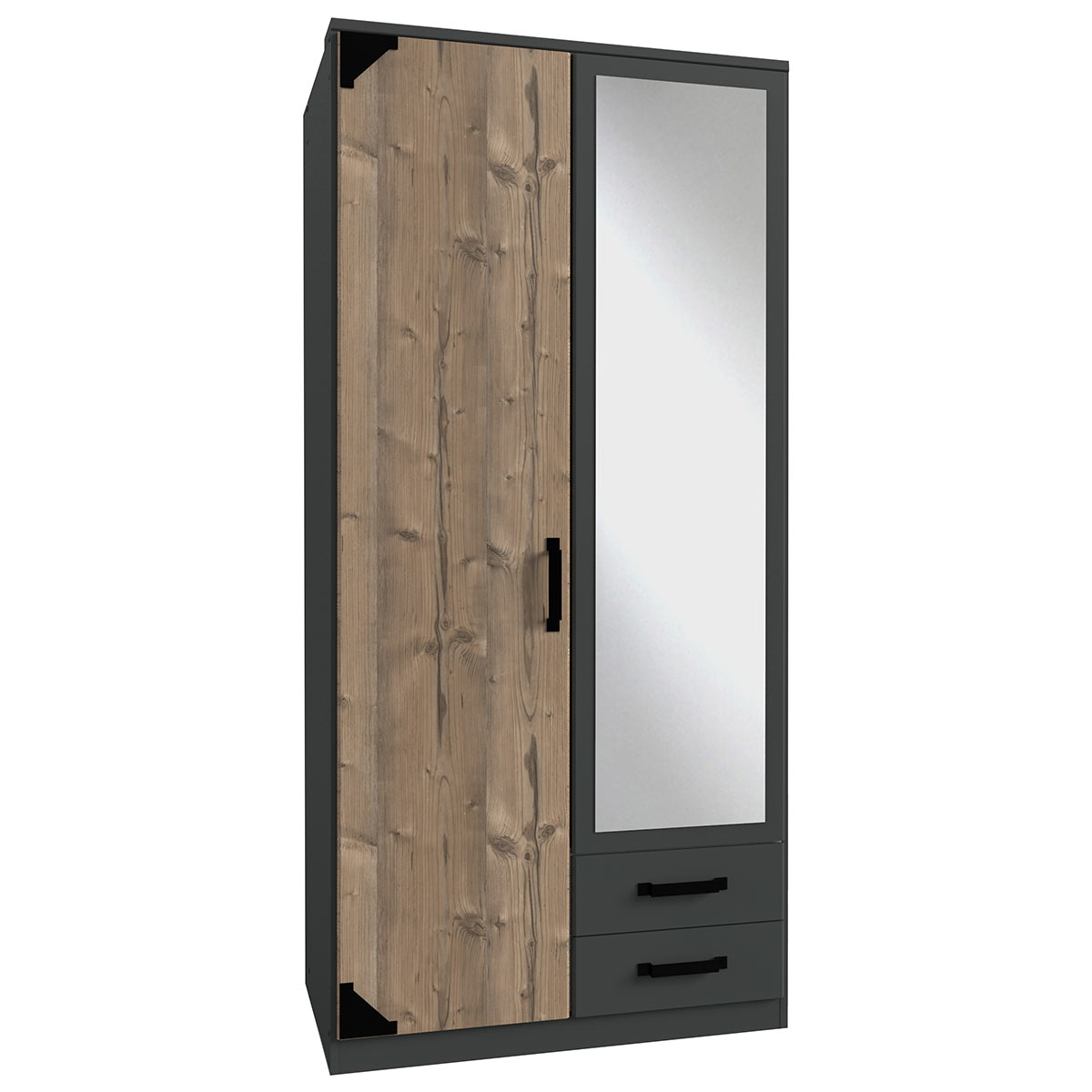 Wimex Bochum Kleiderschrank 90 cm Graphit/Silver-fir Dekor
