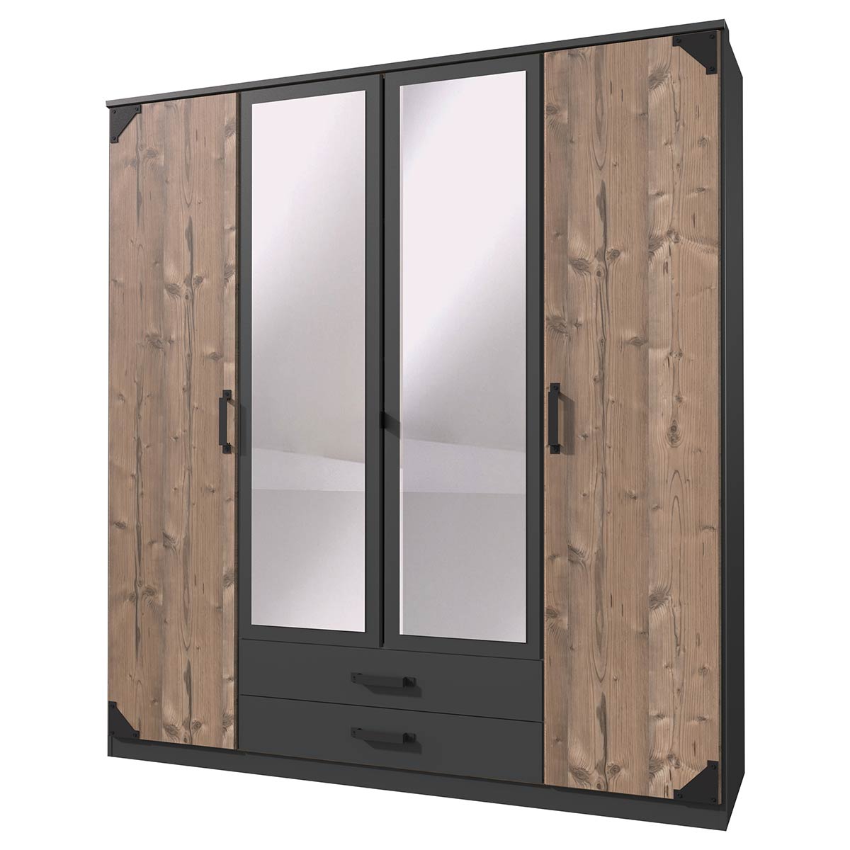 Wimex Bochum Kleiderschrank 180 cm Graphit/Silver-fir Dekor