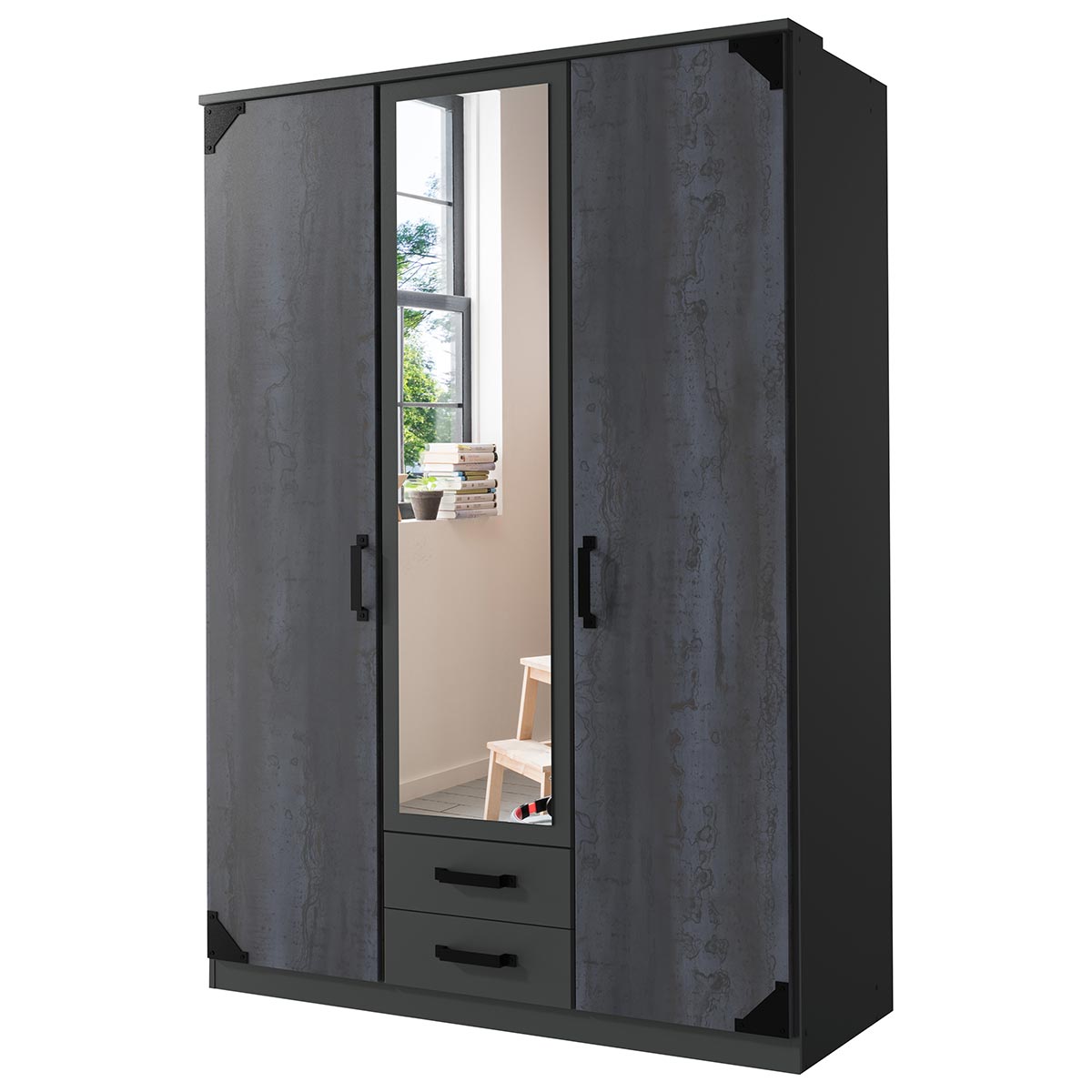 Wimex Bochum Kleiderschrank 135 cm Graphit/digi-steel-Optik