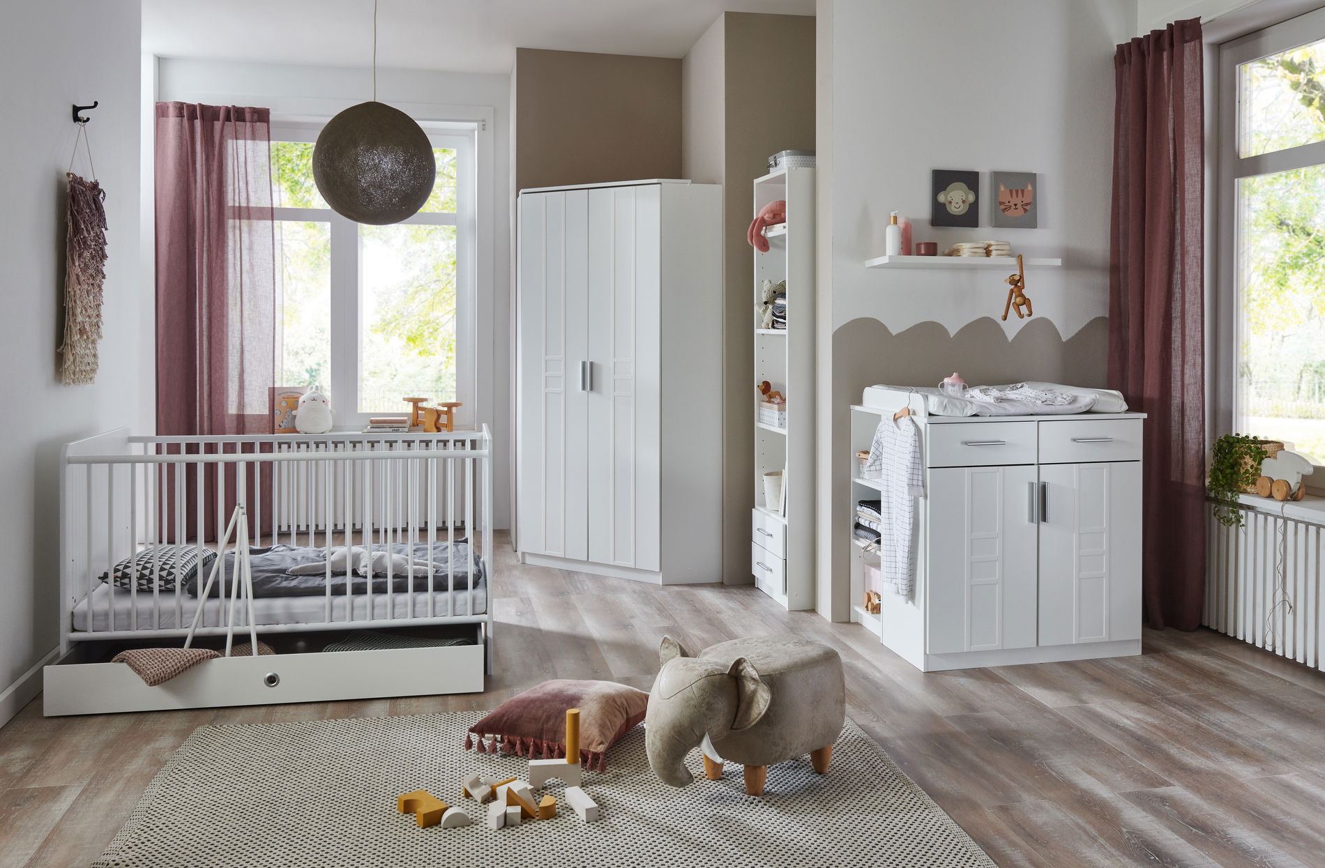 Wimex Borkum Babyzimmer 7-teilig mit Eckschrank Weiss