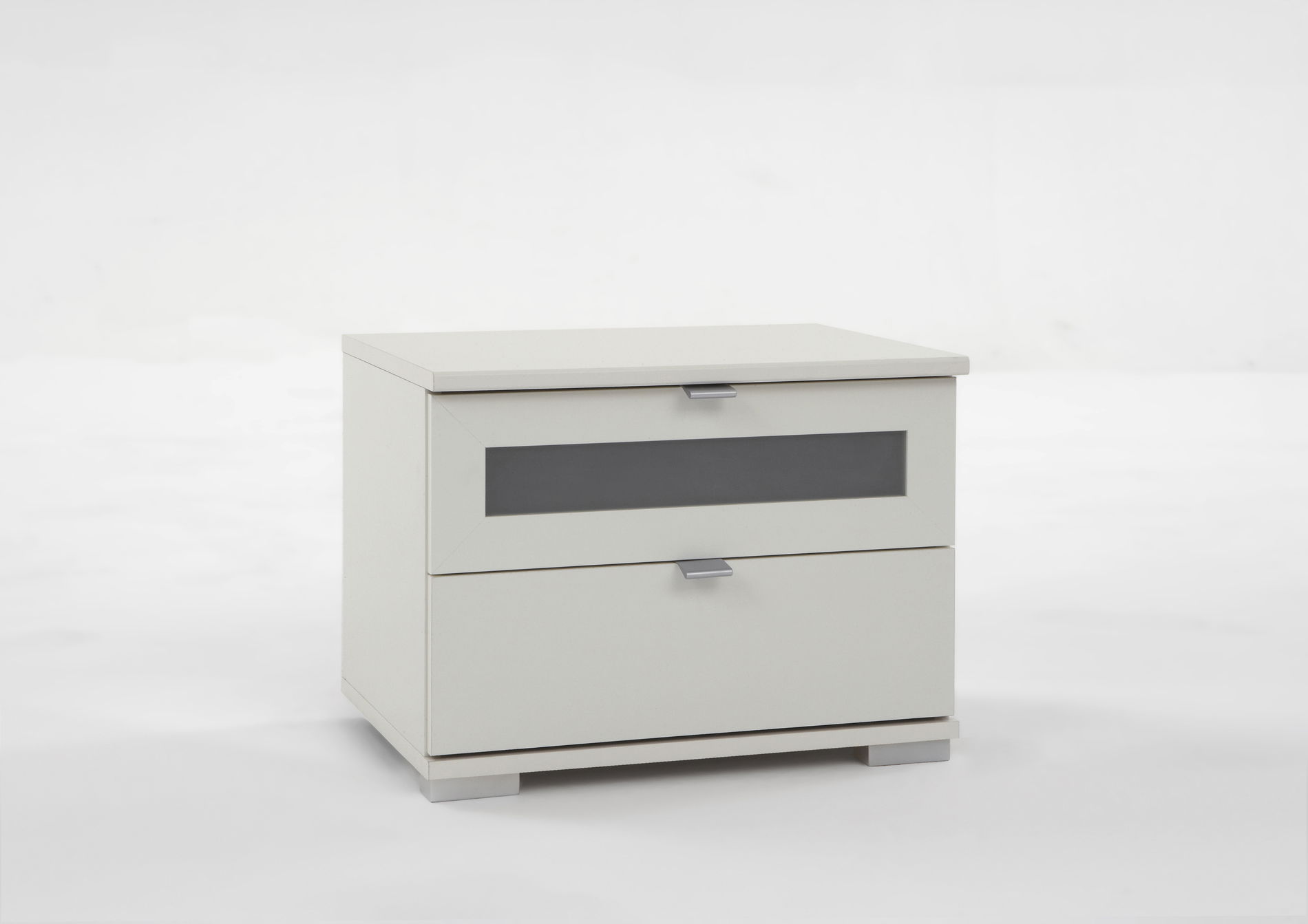 Wimex Box Nachtschrank Weiß/Milchglaseinsatz