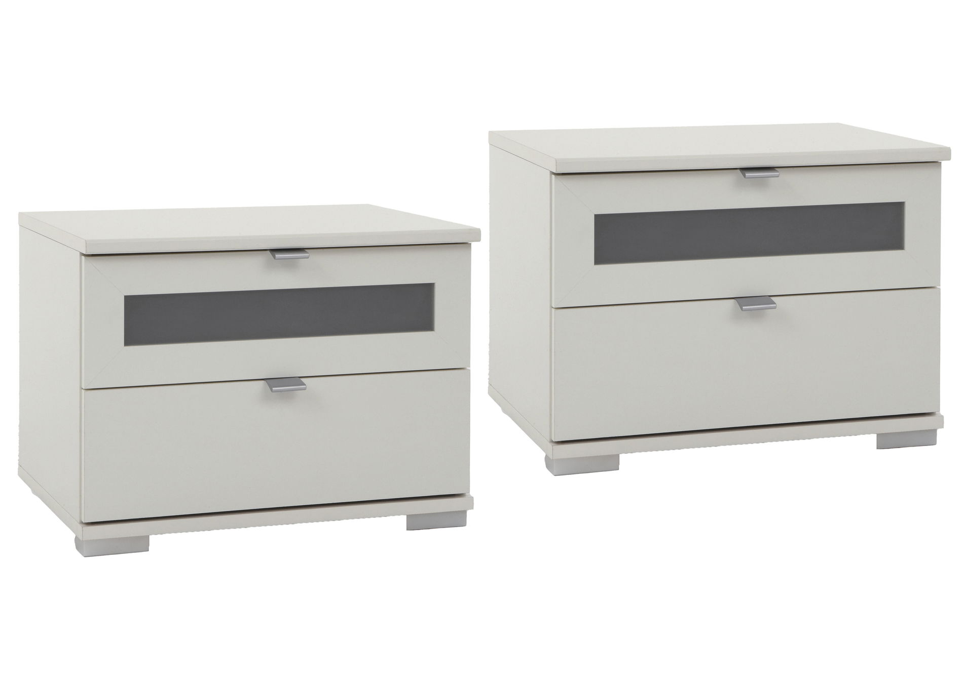 Wimex Box Nachtschrank Paar Weiß/Milchglaseinsatz