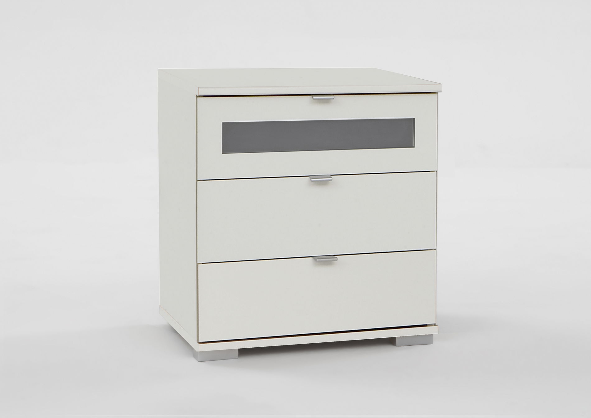 Wimex Box Nachtschrank 58cm Weiß/Milchglaseinsatz