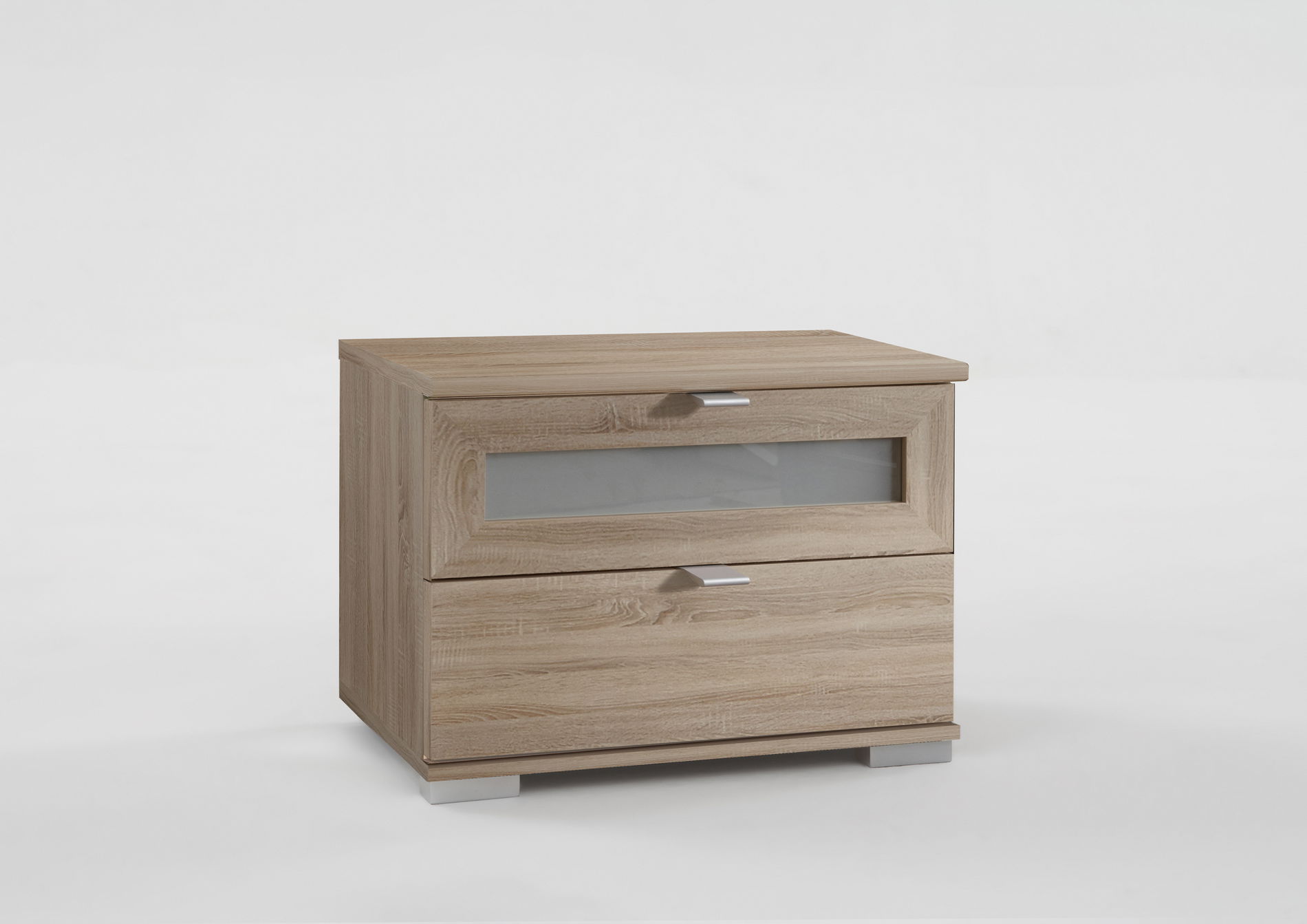 Wimex Box Nachtschrank Eiche sägerau-Nachbildung/Milchglaseinsatz