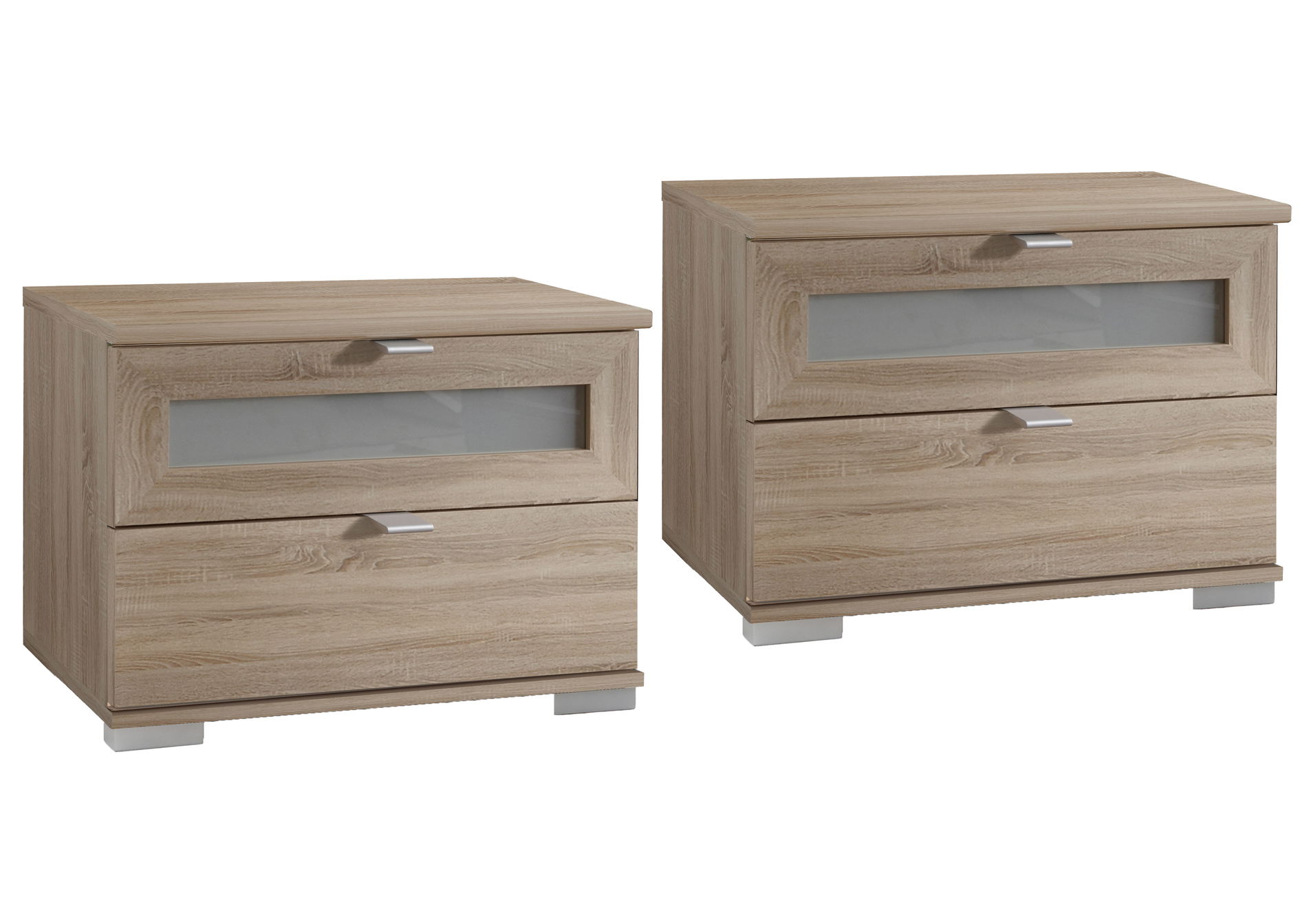 Wimex Box Nachtschrank Paar Eiche sägerau-Nachbildung/Milchglaseinsatz