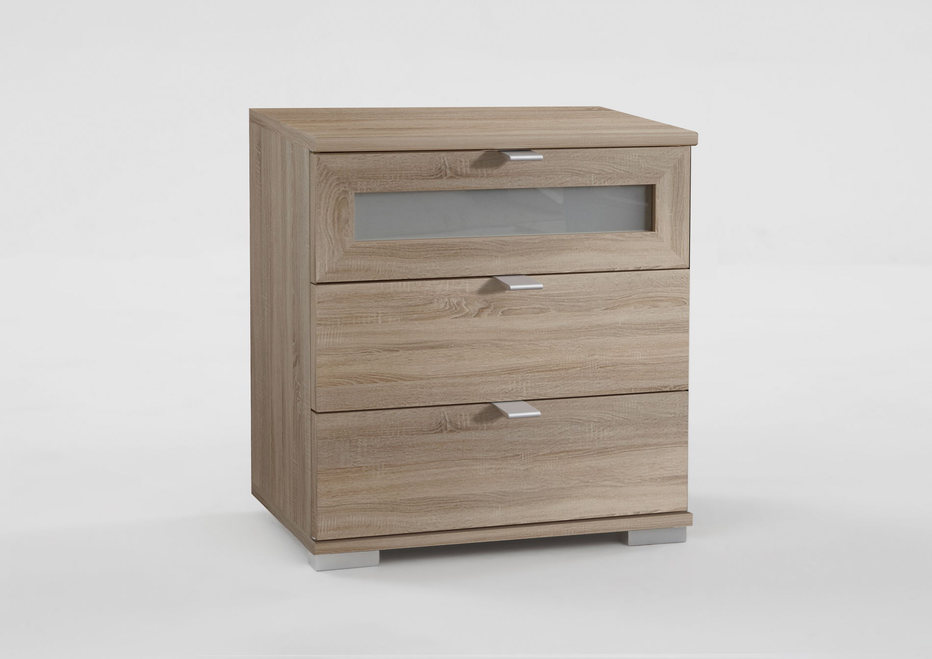 Wimex Box Nachtschrank 58cm Eiche sägerau-Nachbildung/Milchglaseinsatz