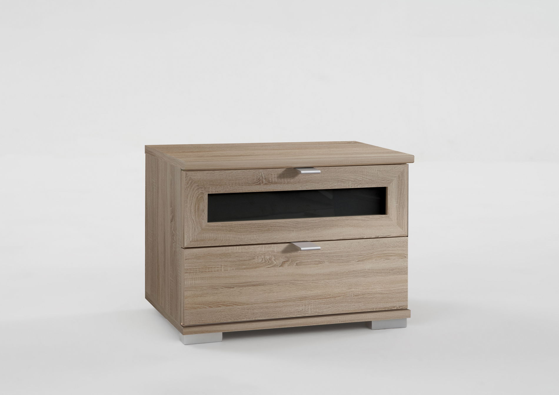 Wimex Box Plus Nachtschrank Eiche sägerau-Nachbildung/Glas Grey