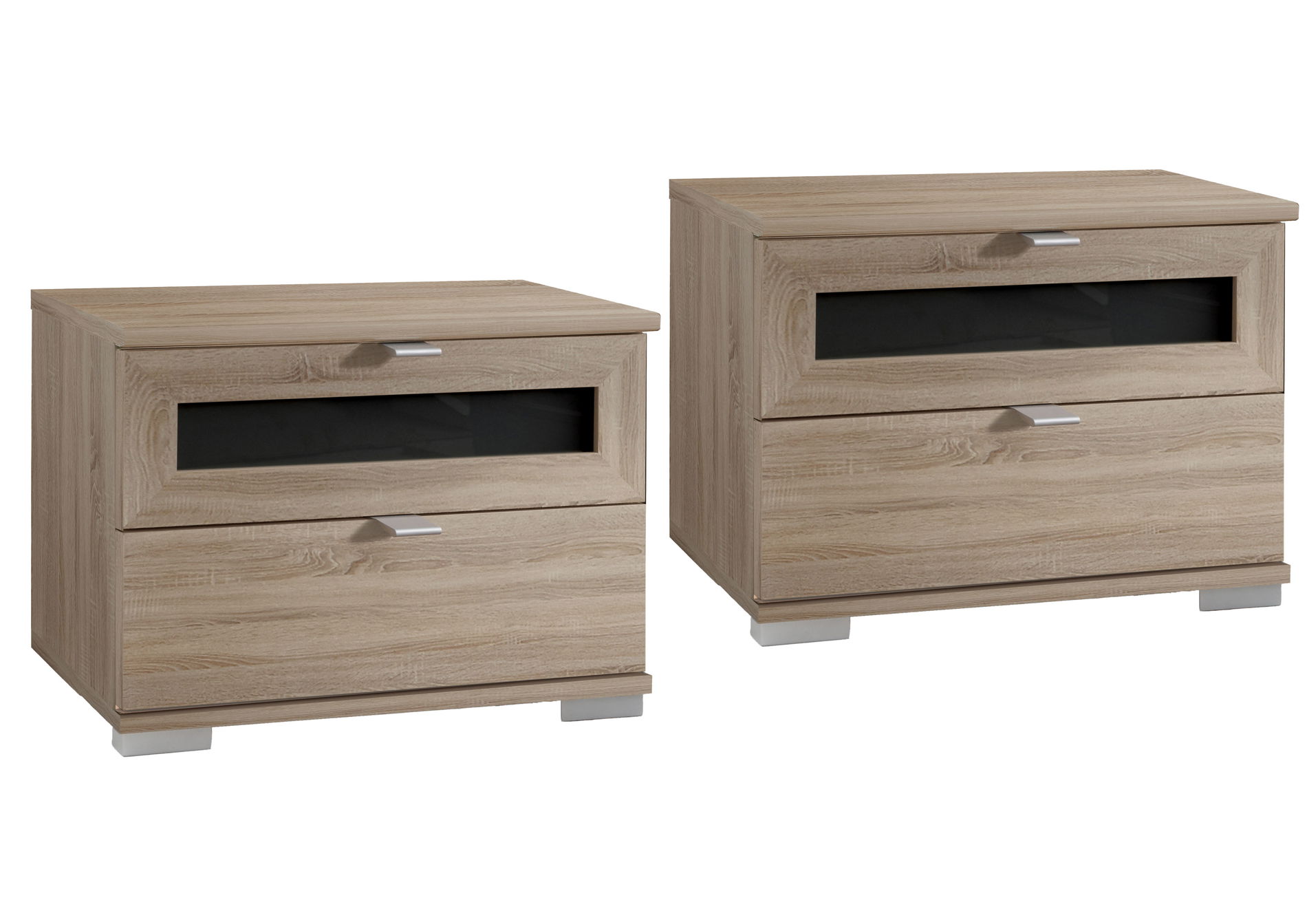 Wimex Box Plus Nachtschrank Paar Eiche sägerau-Nachbildung/Glas Grey