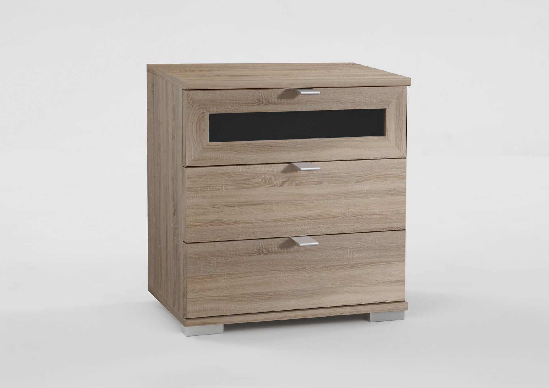Wimex Box Plus Nachtschrank 58cm Eiche sägerau-Nachbildung/Glas Grey