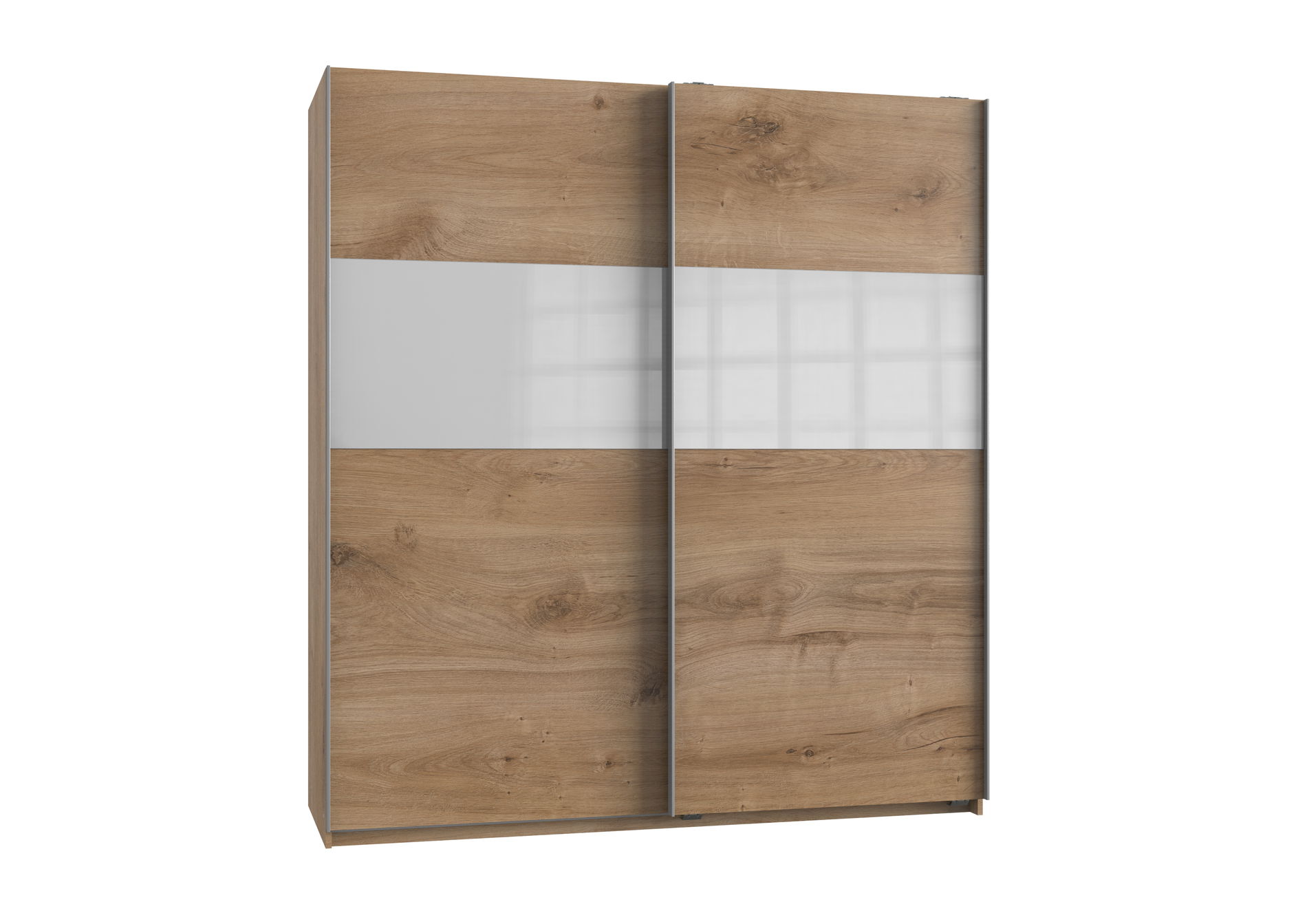 Wimex Bramfeld1 Schwebetürenschrank 135cm/H198cm Plankeneiche Nb / Glas Weiss