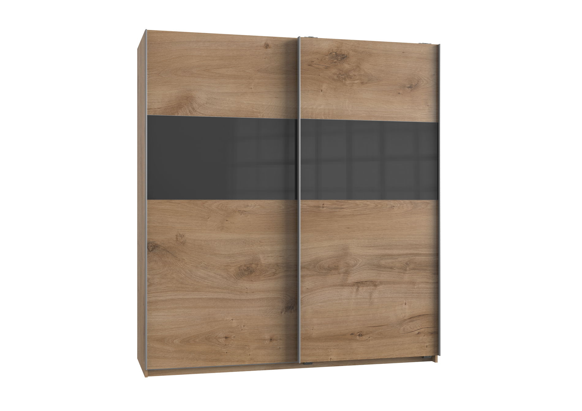 Wimex Bramfeld1 Schwebetürenschrank 180cm/H198cm Plankeneiche Nb / Glas Grey