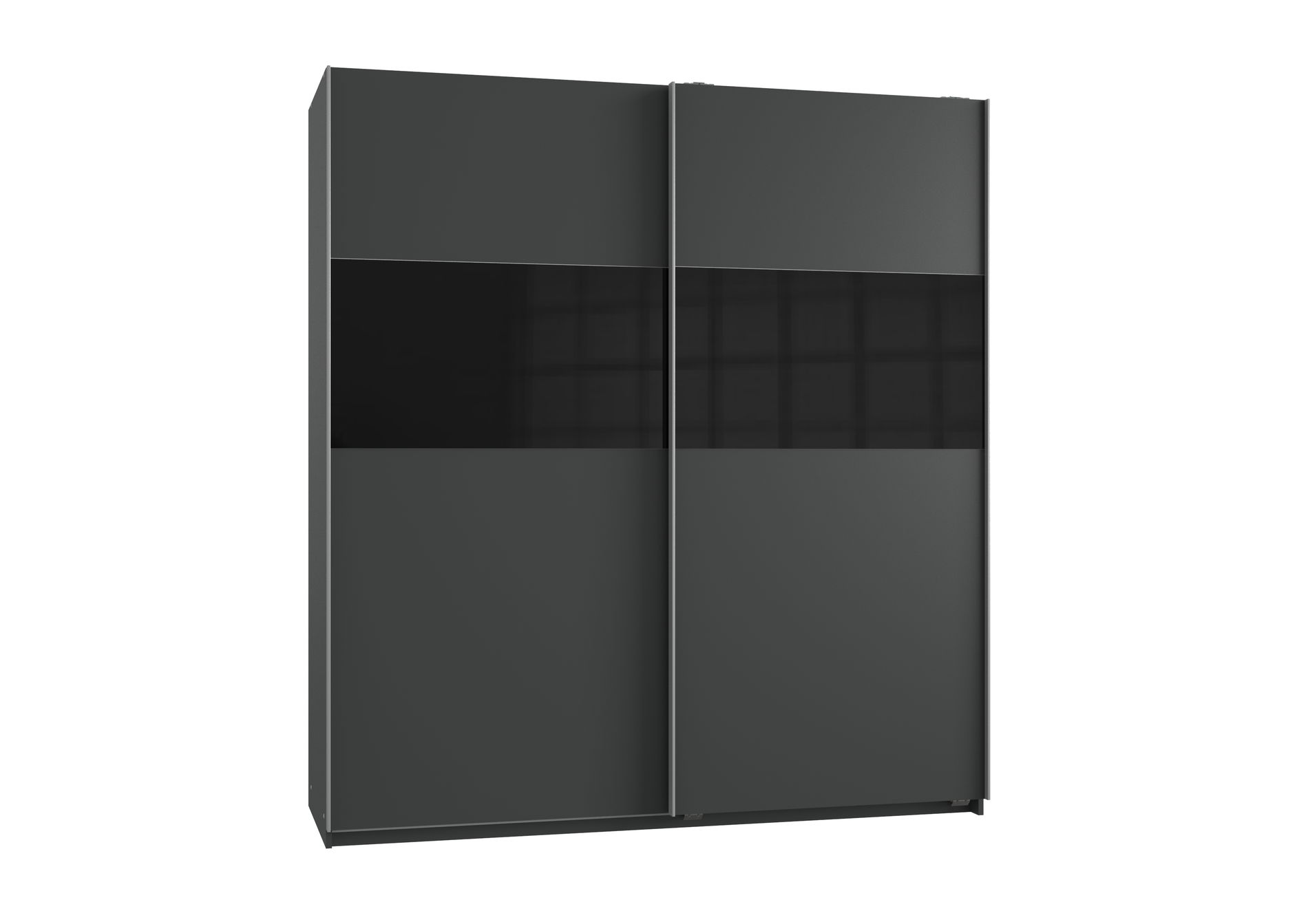 Wimex Bramfeld1 Schwebetürenschrank 135cm/H198cm Graphit / Glas Schwarz