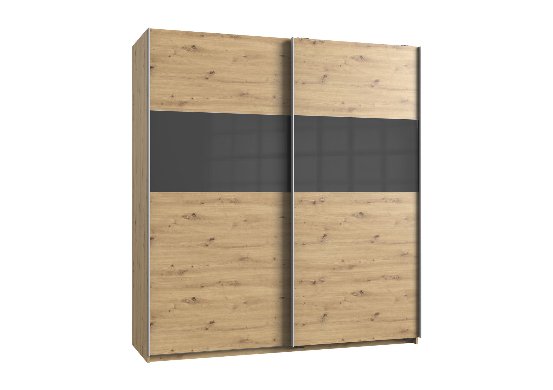 Wimex Bramfeld1 Schwebetürenschrank 180cm/H198cm Artisan Eiche Nb / Glas Grey