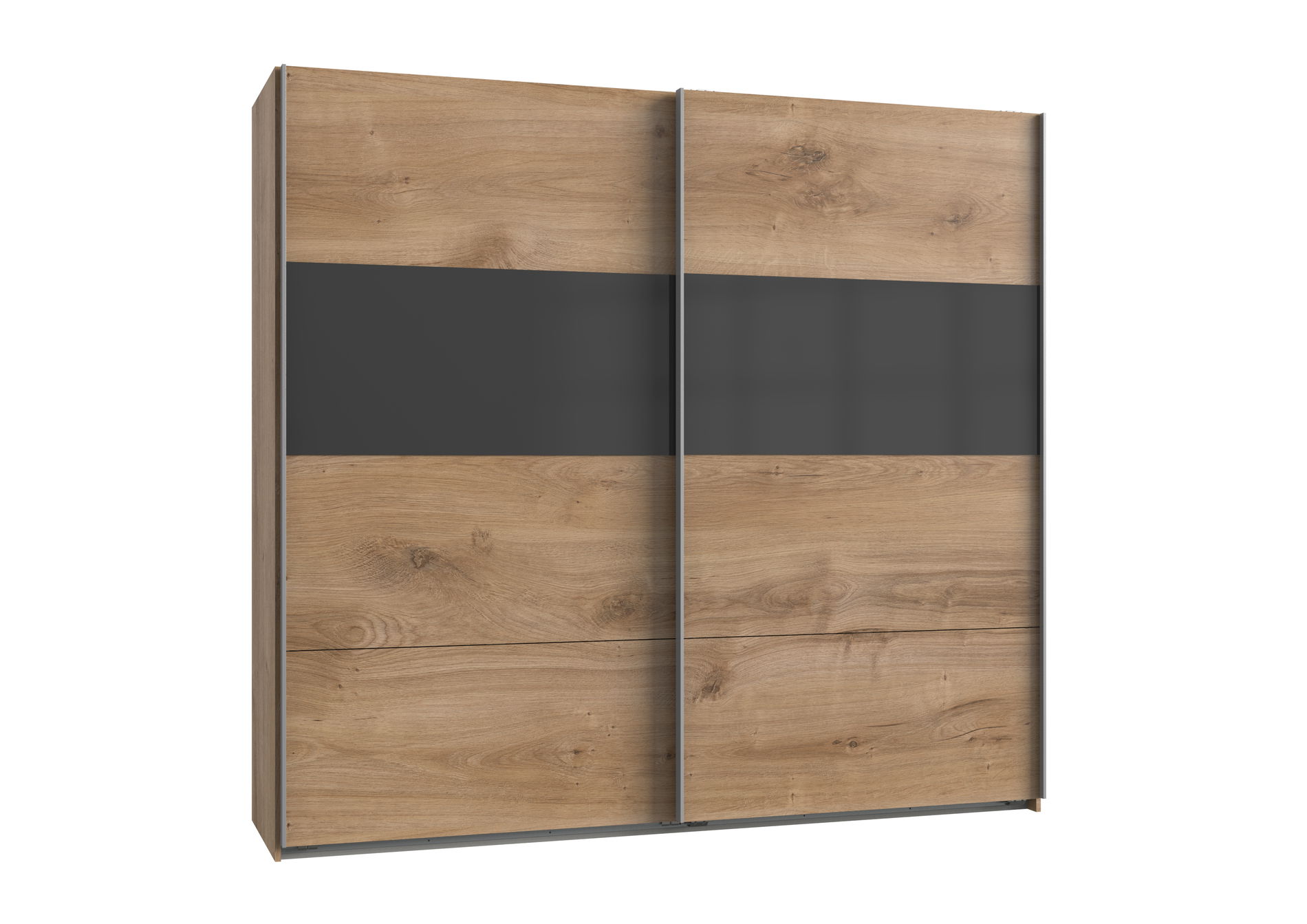 Wimex Bramfeld2 Schwebetürenschrank 225cm/H236cm Plankeneiche Nb / Glas Grey