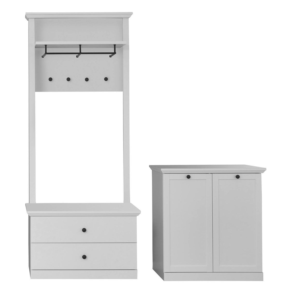 trendteam Baxter Garderoben-Set 2-teilig weiß Dekor | Garderobe + Kommode