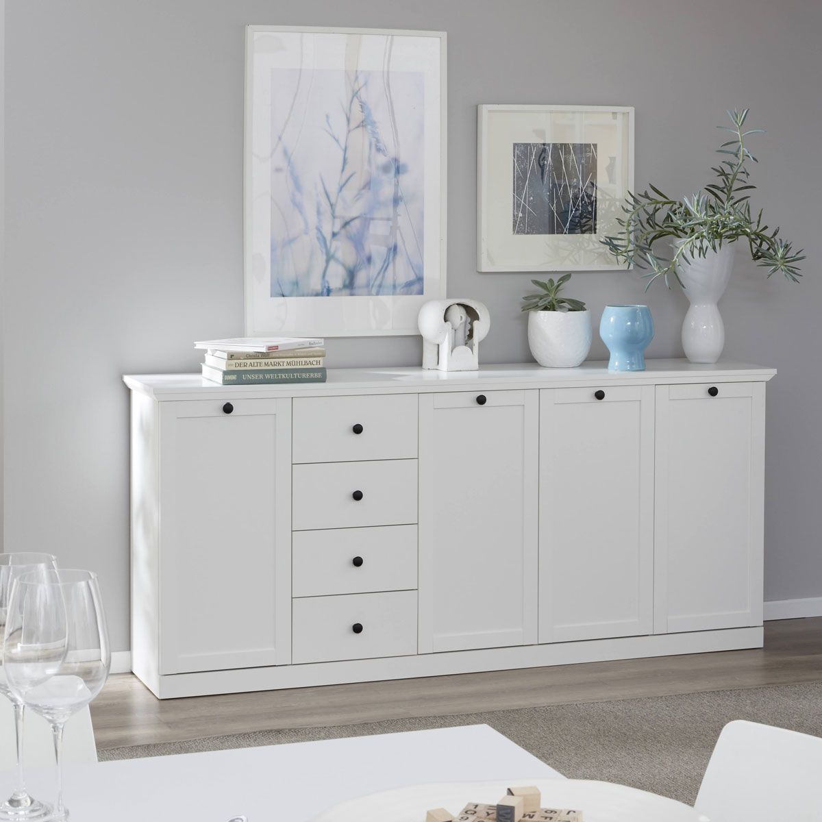 trendteam Baxter Sideboard 195 cm weiß Dekor