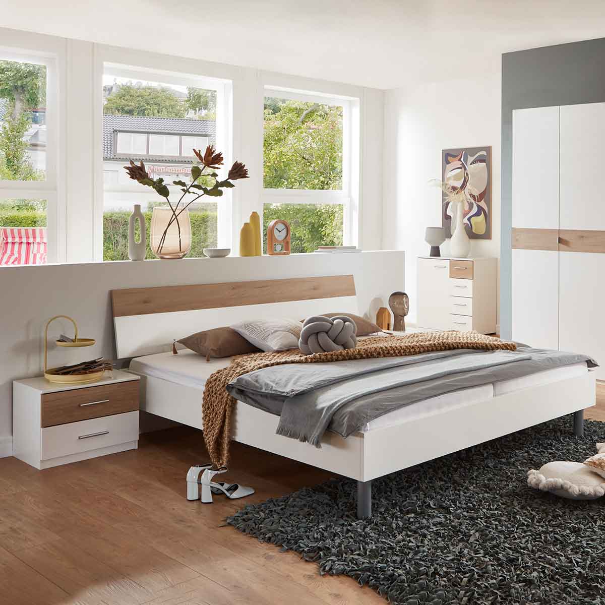 Wimex Budapest Schlafzimmer 180 Weiß/Hickory-oak Dekor