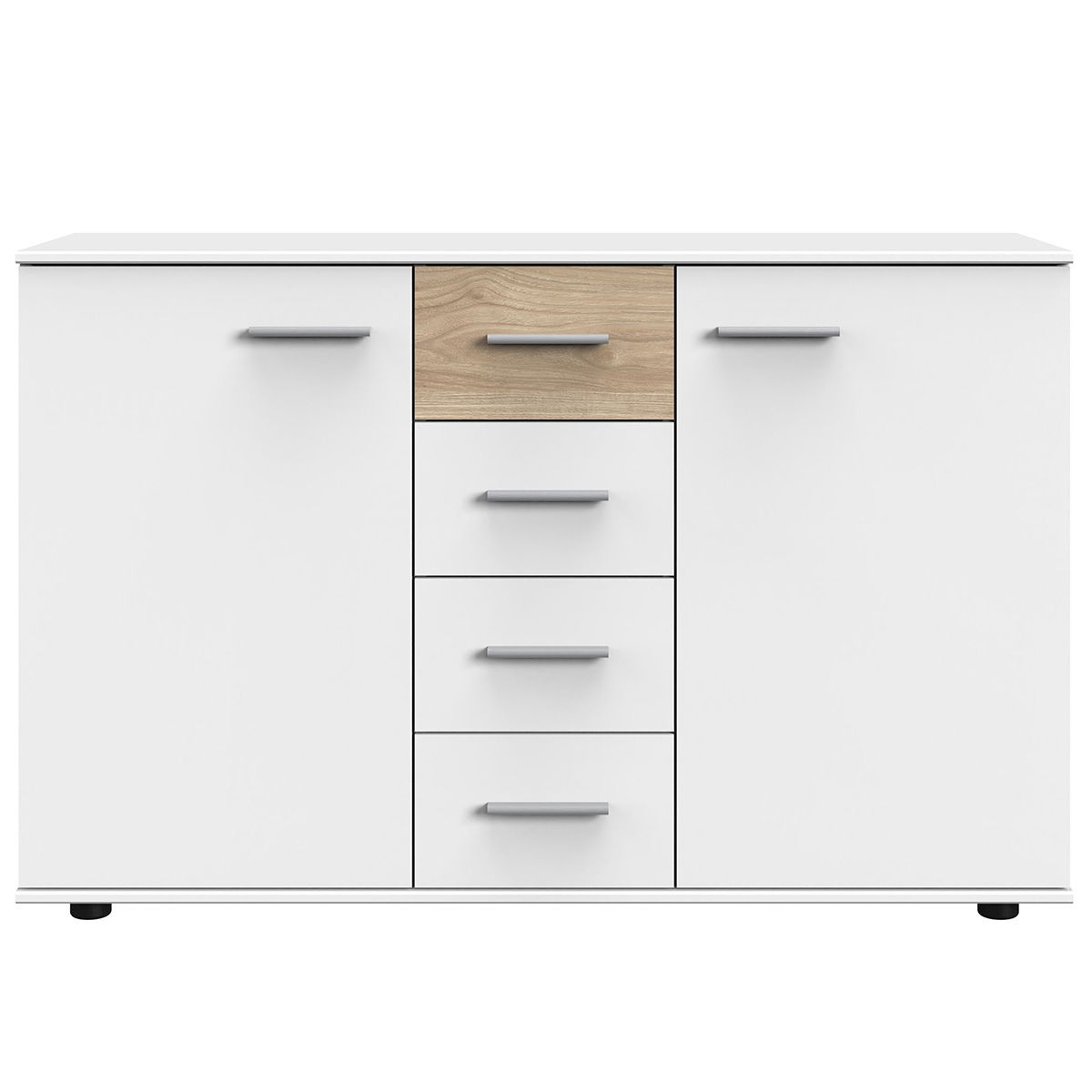 Wimex Budapest Kombikommode 2T 4S Weiß/Hickory-oak Dekor