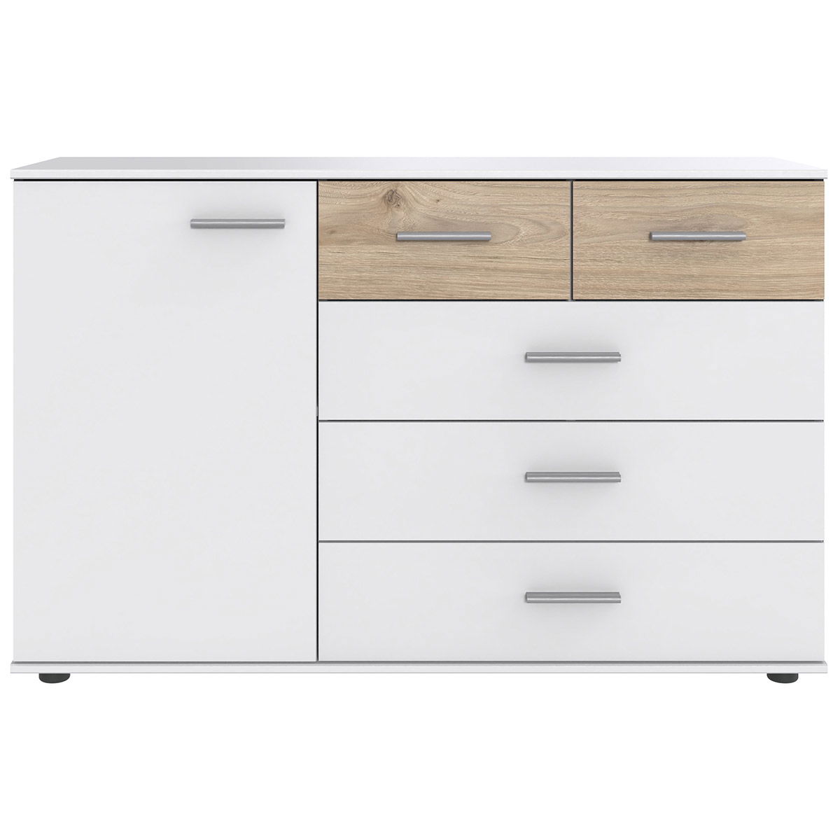 Wimex Budapest Kombikommode 1T 5S Weiß/Hickory-oak Dekor