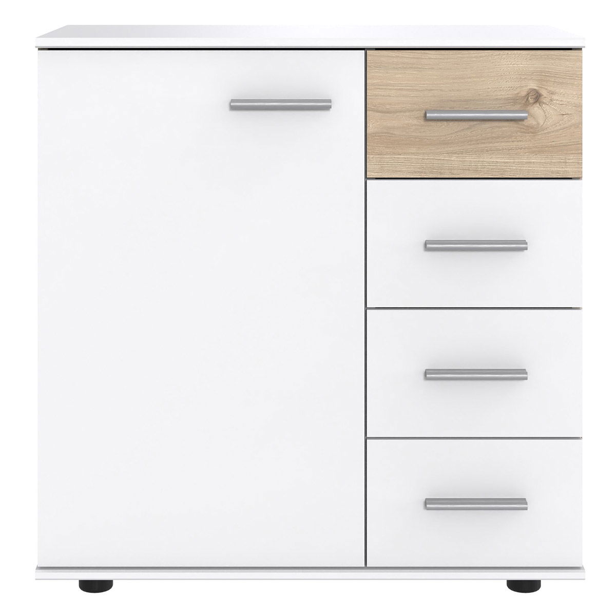 Wimex Budapest Kombikommode 1T 4S Weiß/Hickory-oak Dekor