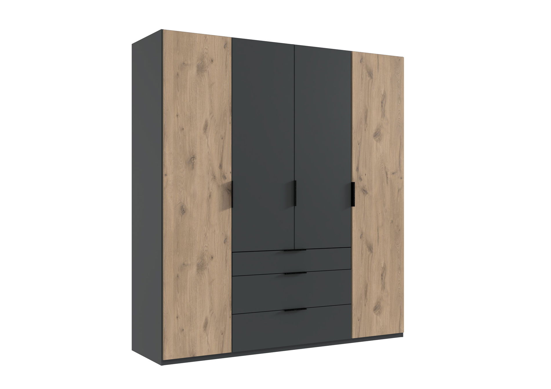Wimex Burgos Kleiderschrank 200CM/H216CM Graphit / Viking Oak Nachbildung