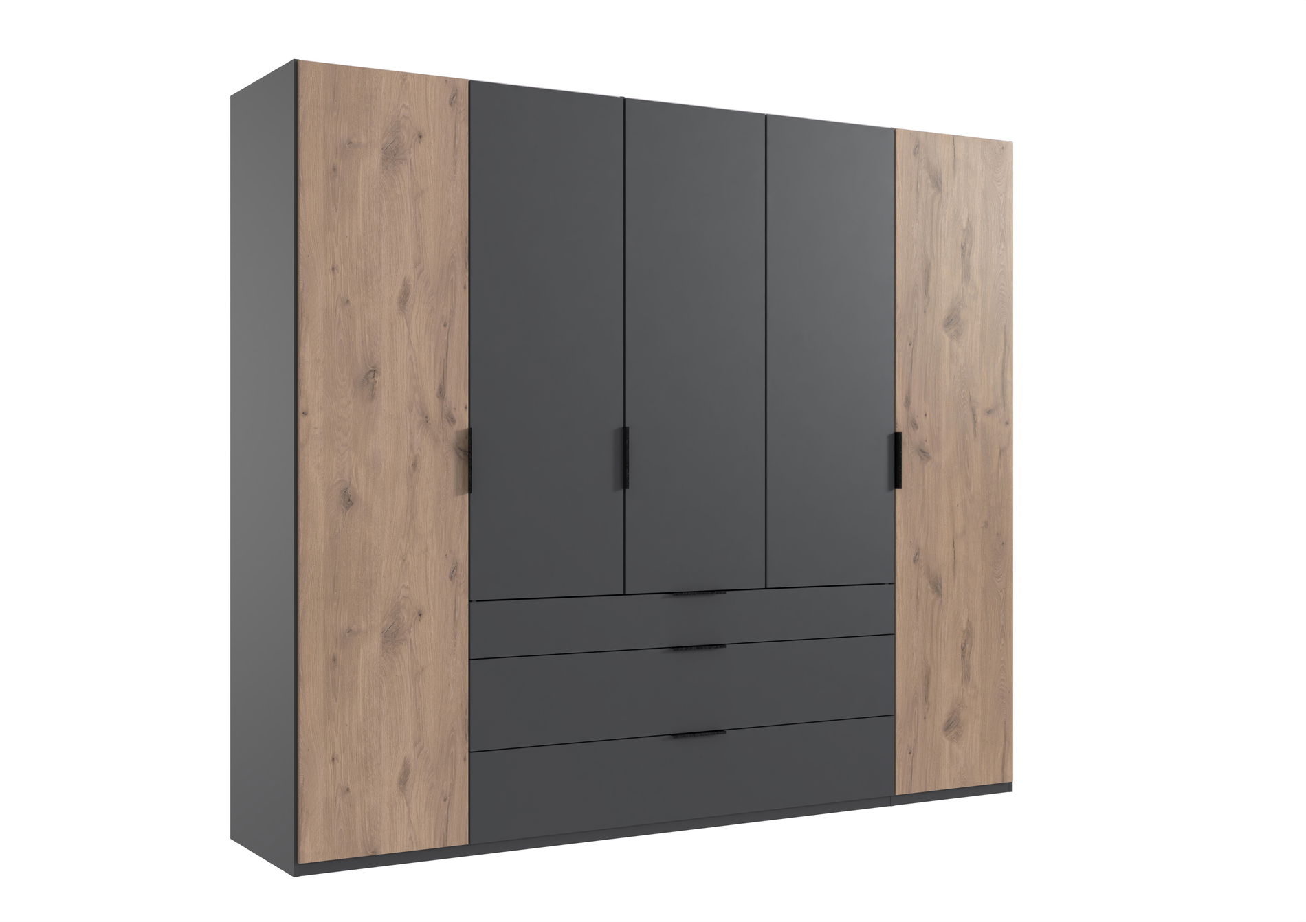 Wimex Burgos Kleiderschrank 250CM/H216CM Graphit / Viking Oak Nachbildung