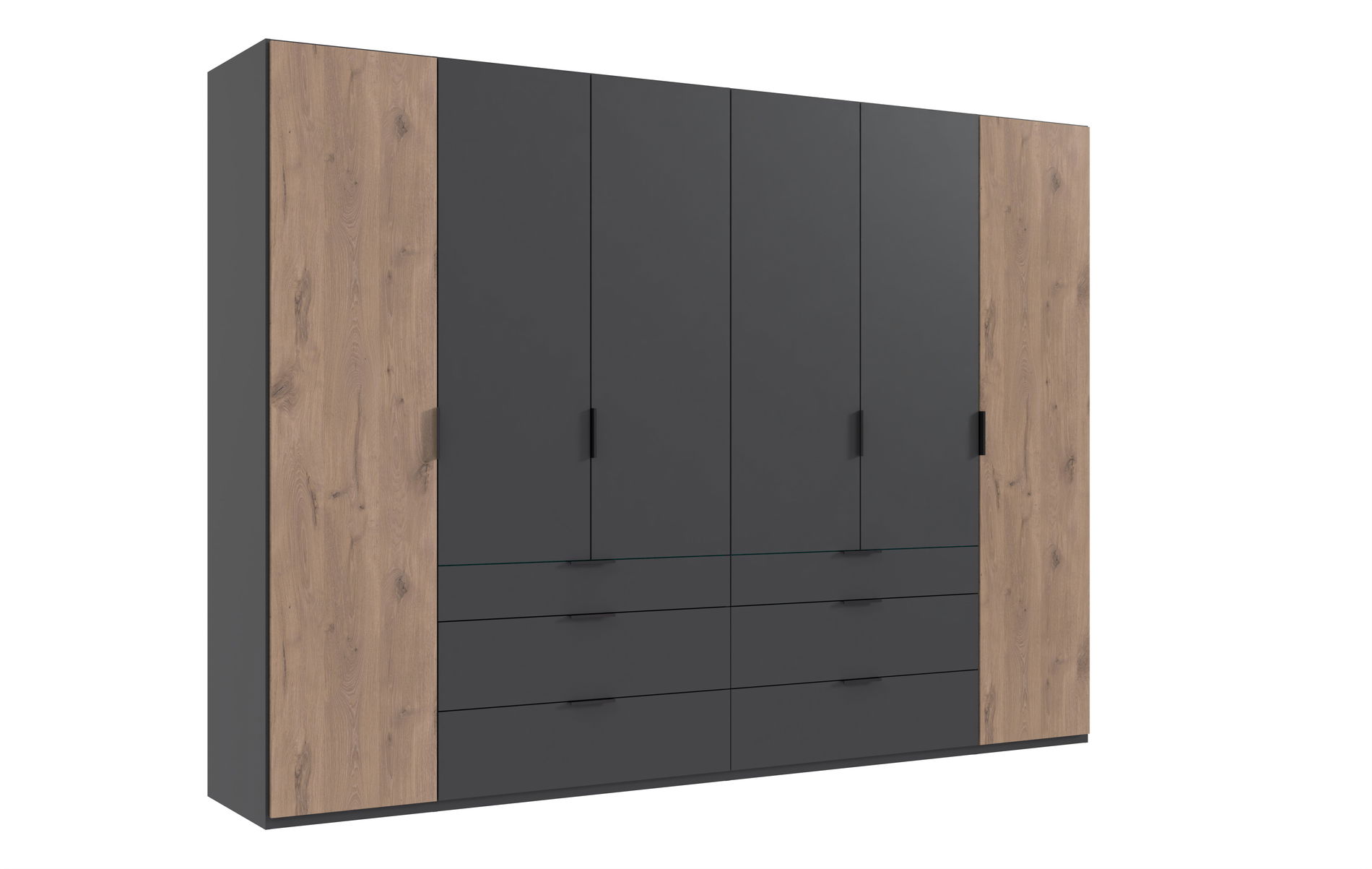 Wimex Burgos Kleiderschrank 300CM/H216CM Graphit / Viking Oak Nachbildung