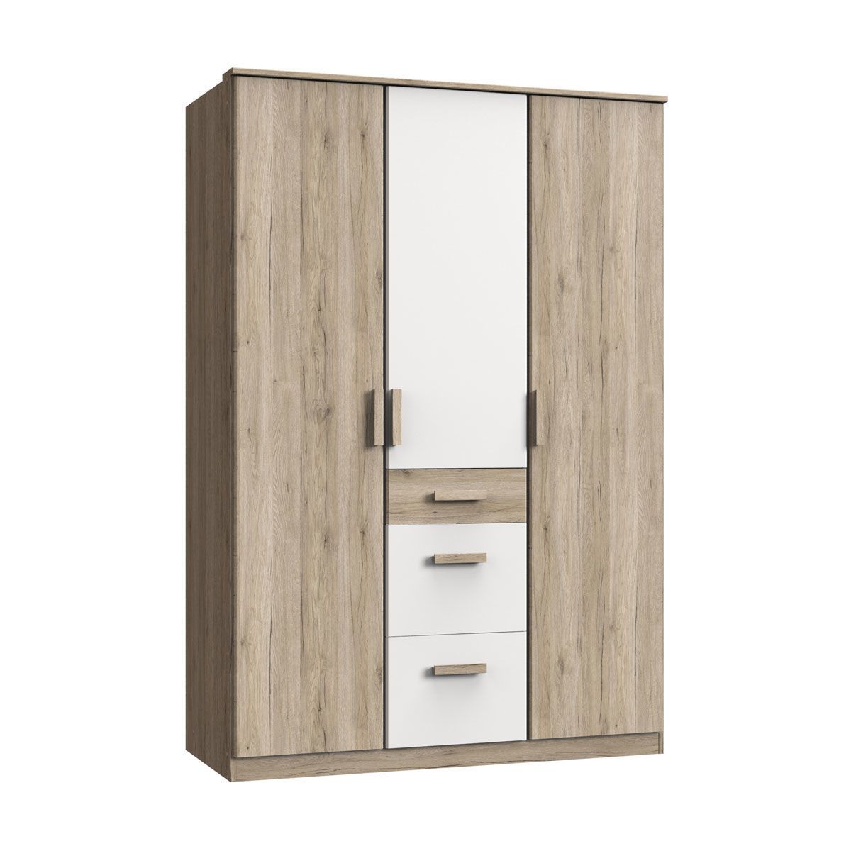Wimex Cariba Kleiderschrank 3-türig San Remo-Eiche-Nachbildung / Weiß