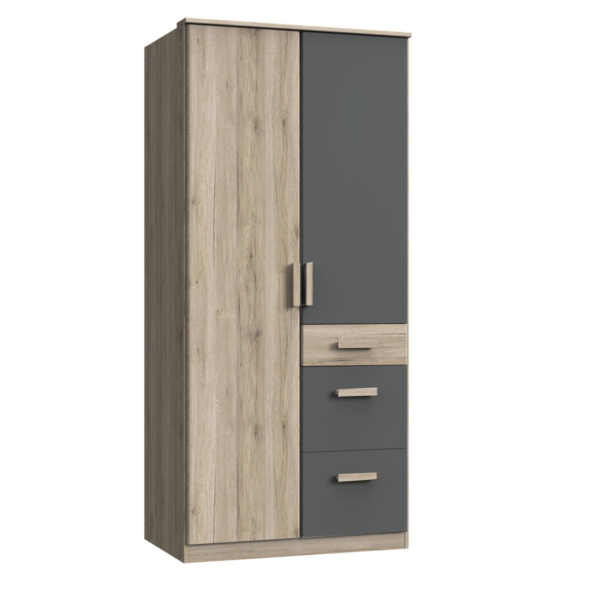 Wimex Cariba Kleiderschrank 2-türig San Remo-Eiche-Nachbildung / Graphit