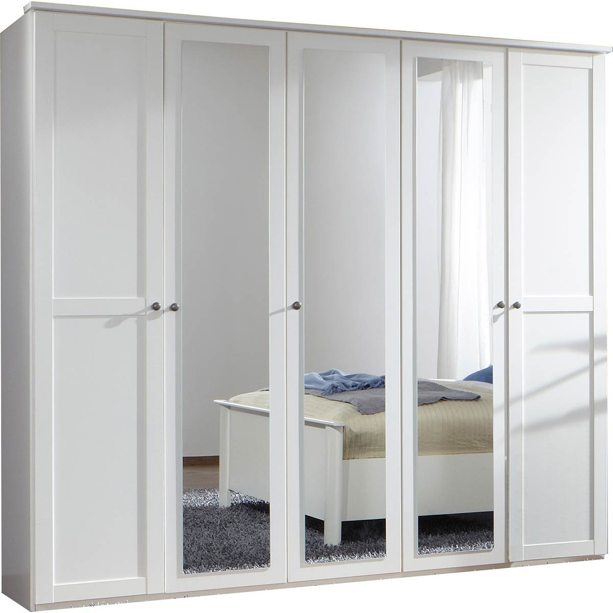 Wimex Chalet Kleiderschrank mit Kranz 225 cm 3 Spiegel Weiß