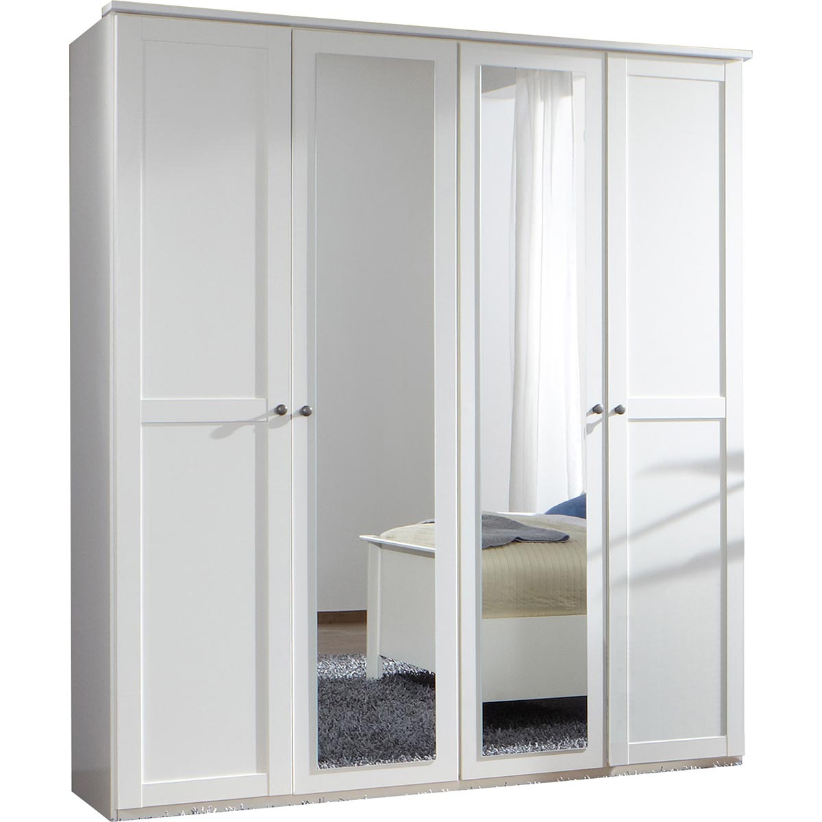 Wimex Chalet Kleiderschrank mit Kranz 180 cm 2 Spiegel Weiß