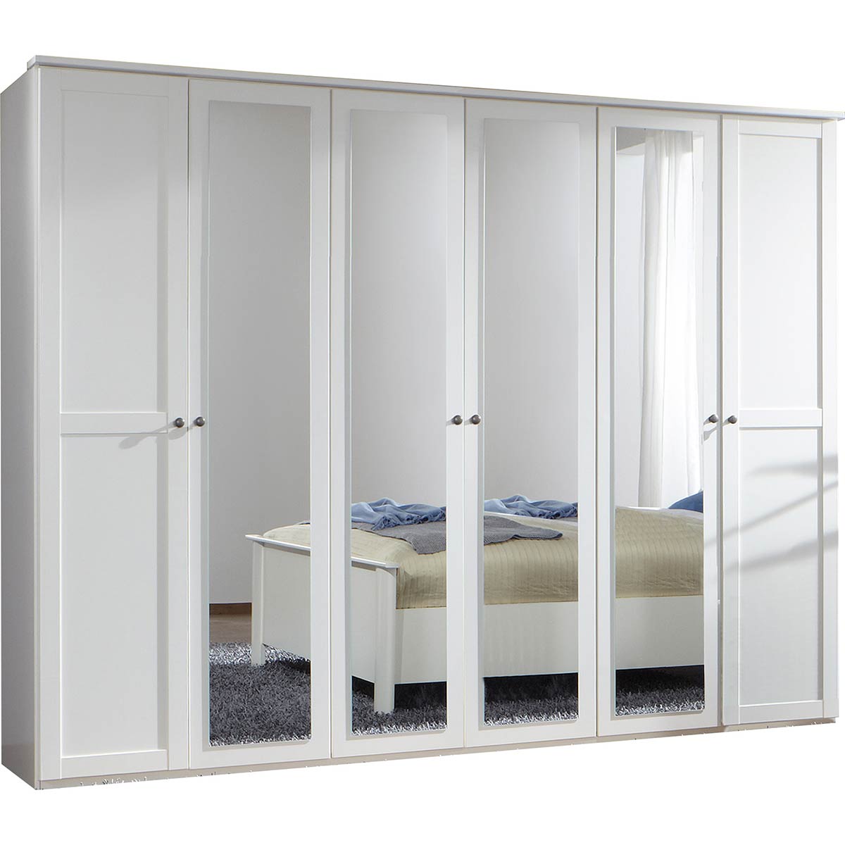 Wimex Chalet Kleiderschrank mit Kranz 270 cm 4 Spiegel Weiß