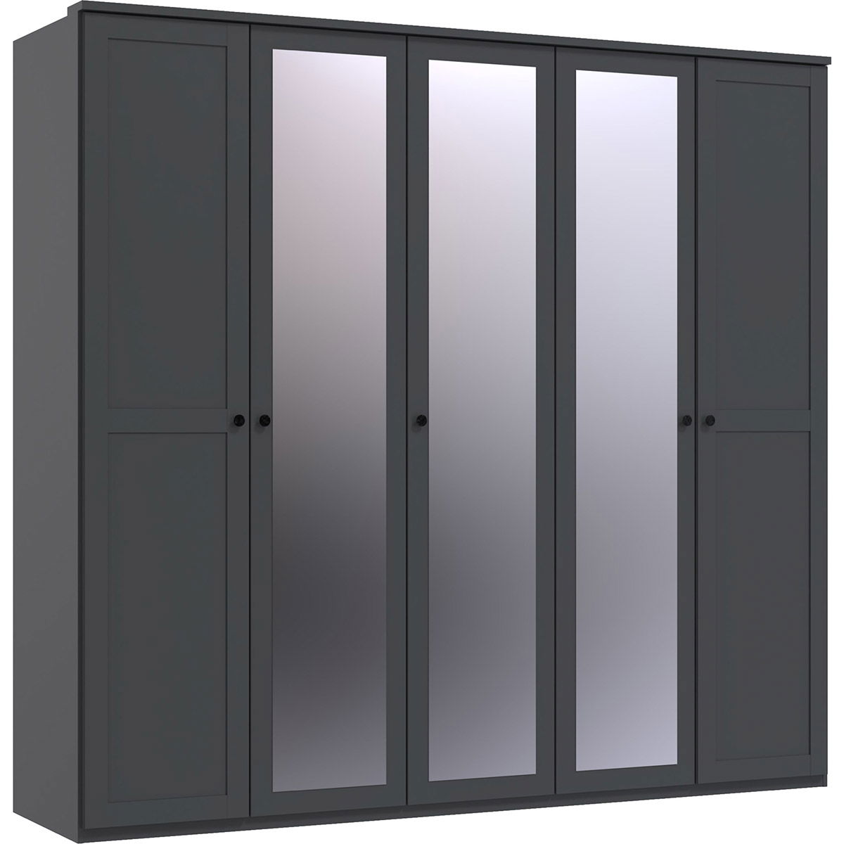 Wimex Chalet Kleiderschrank mit Kranz 225 cm 3 Spiegel Graphit