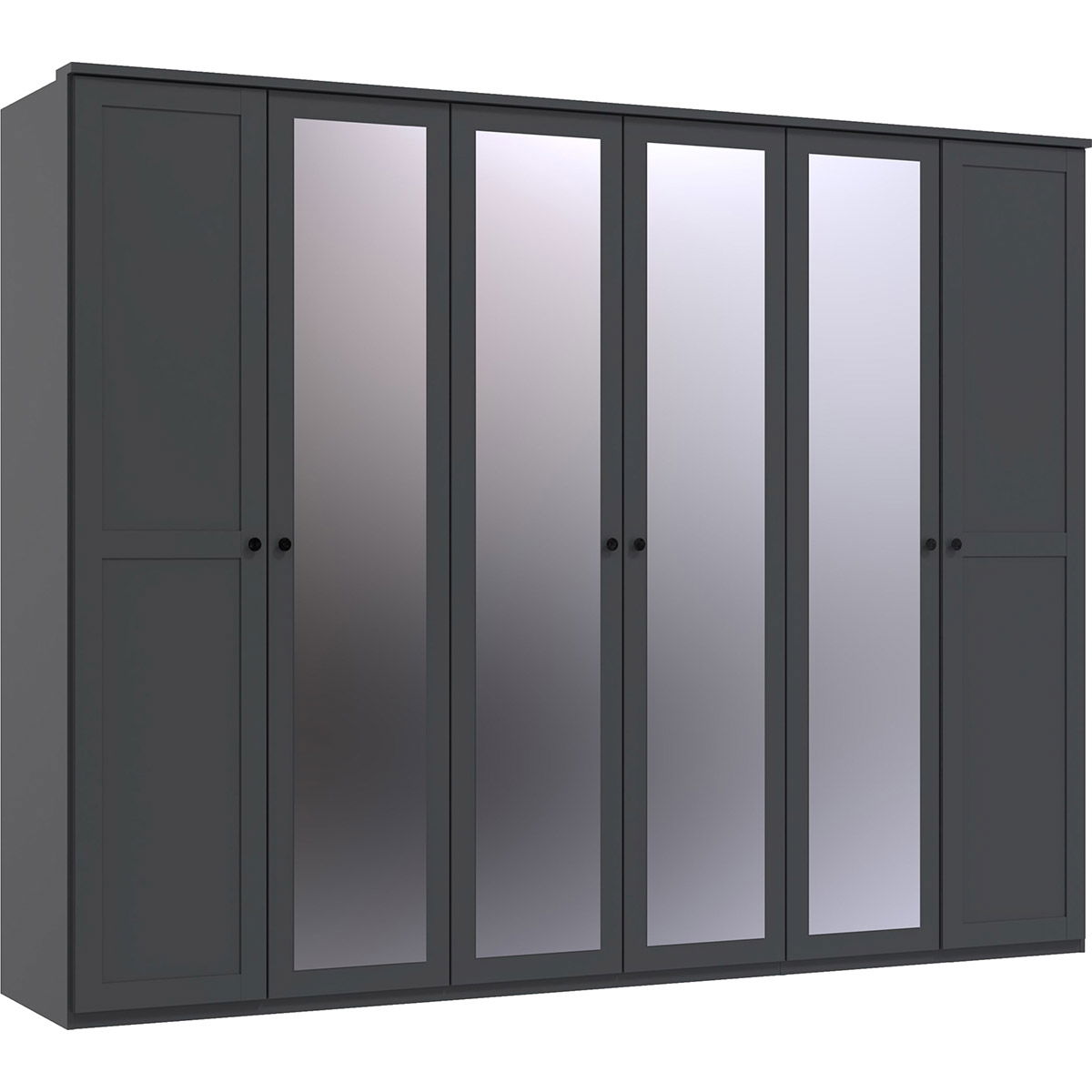 Wimex Chalet Kleiderschrank mit Kranz 270 cm 4 Spiegel Graphit