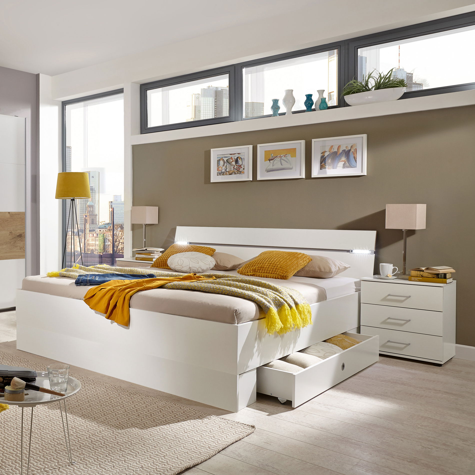 Wimex Cheep Bett 180 x 200 cm inkl. Nachtschränke Weiß