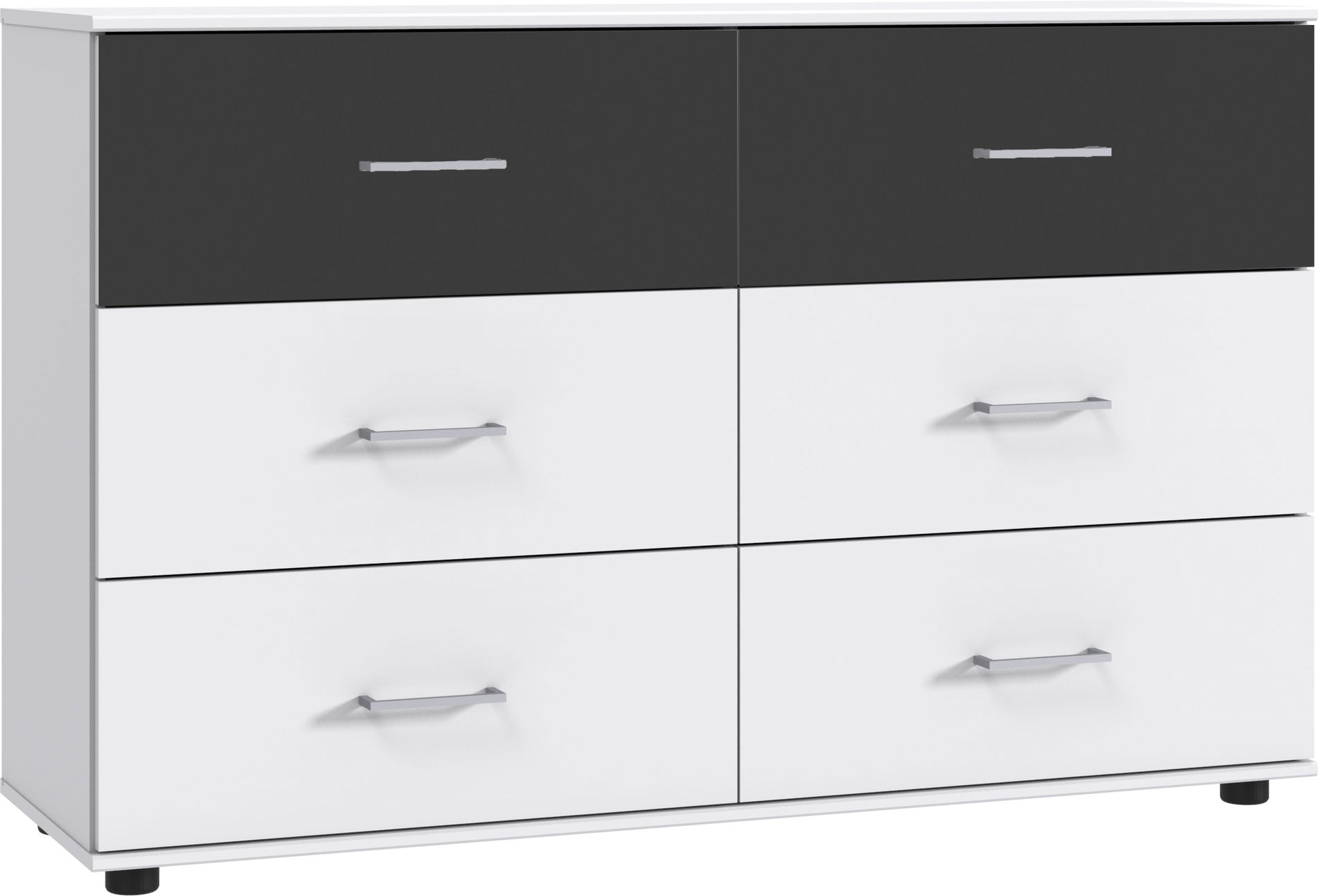 Wimex Cheep Schubkastenkommode 6S 130cm Weiß/Grafit