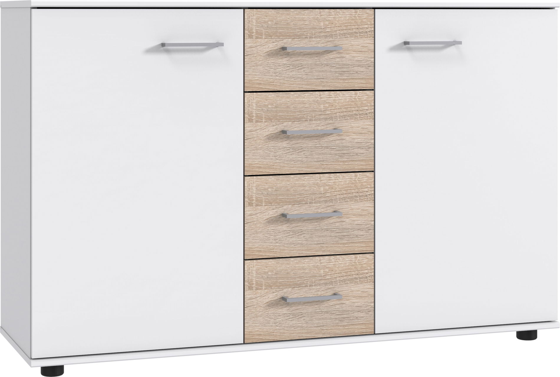 Wimex Cheep Kombikommode 2T 4S Weiß/Eiche sägerau-Nachbildung