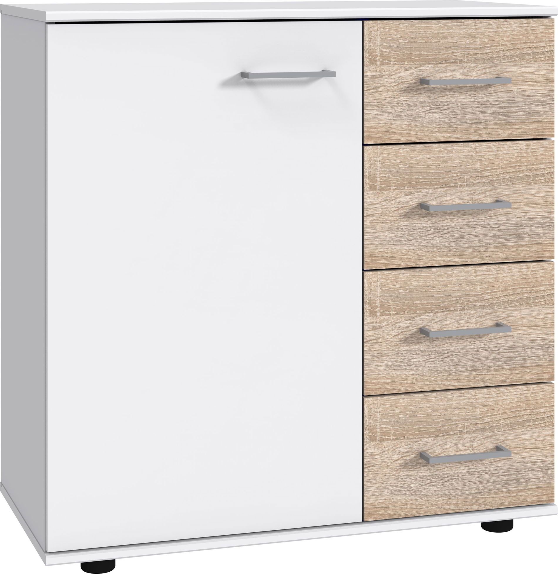 Wimex Cheep Kombikommode 1T 4S Weiß/Eiche sägerau-Nachbildung