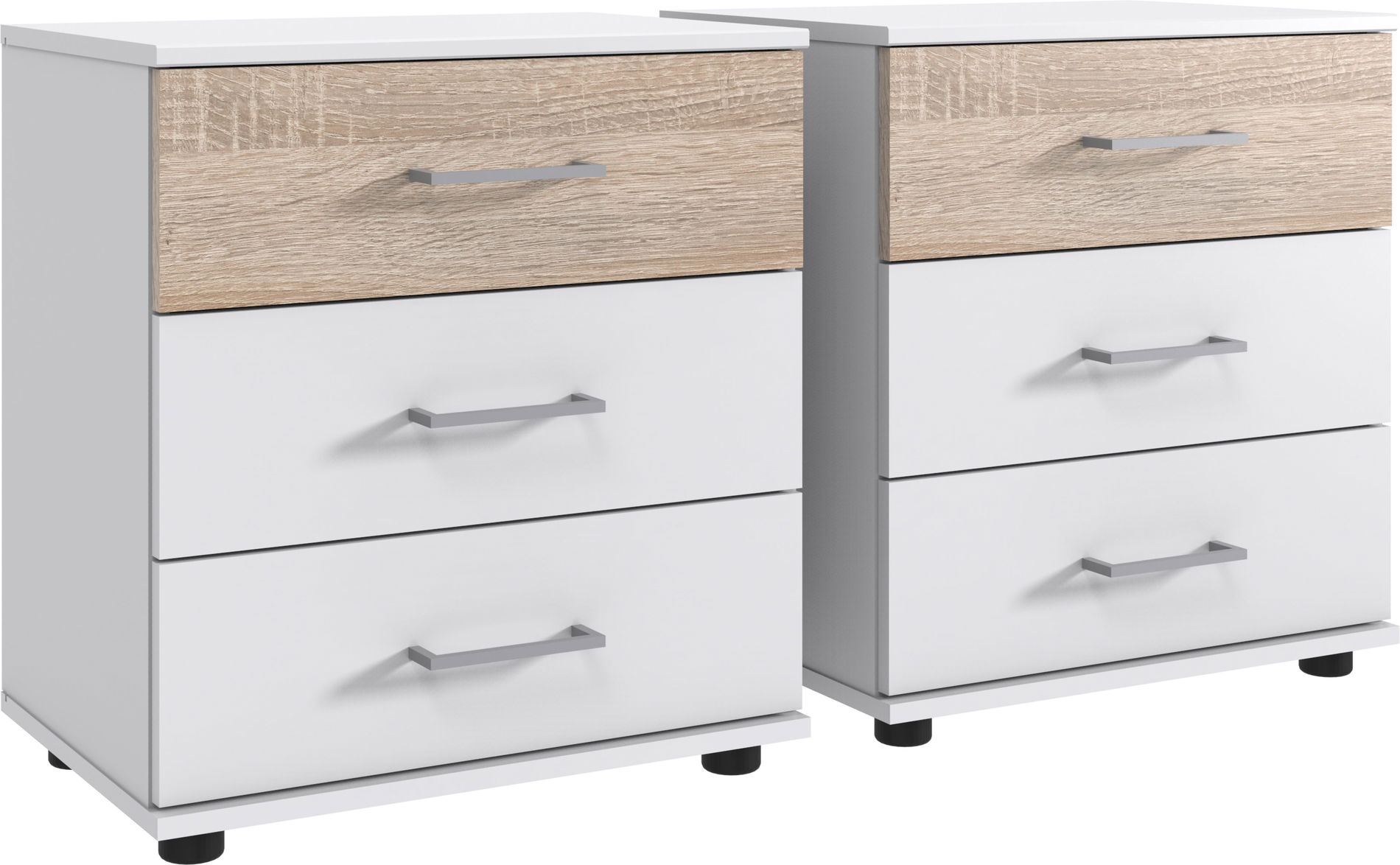 Wimex Cheep Nachtschrank Paar 58 cm Weiß/Eiche sägerau-Nachbildung