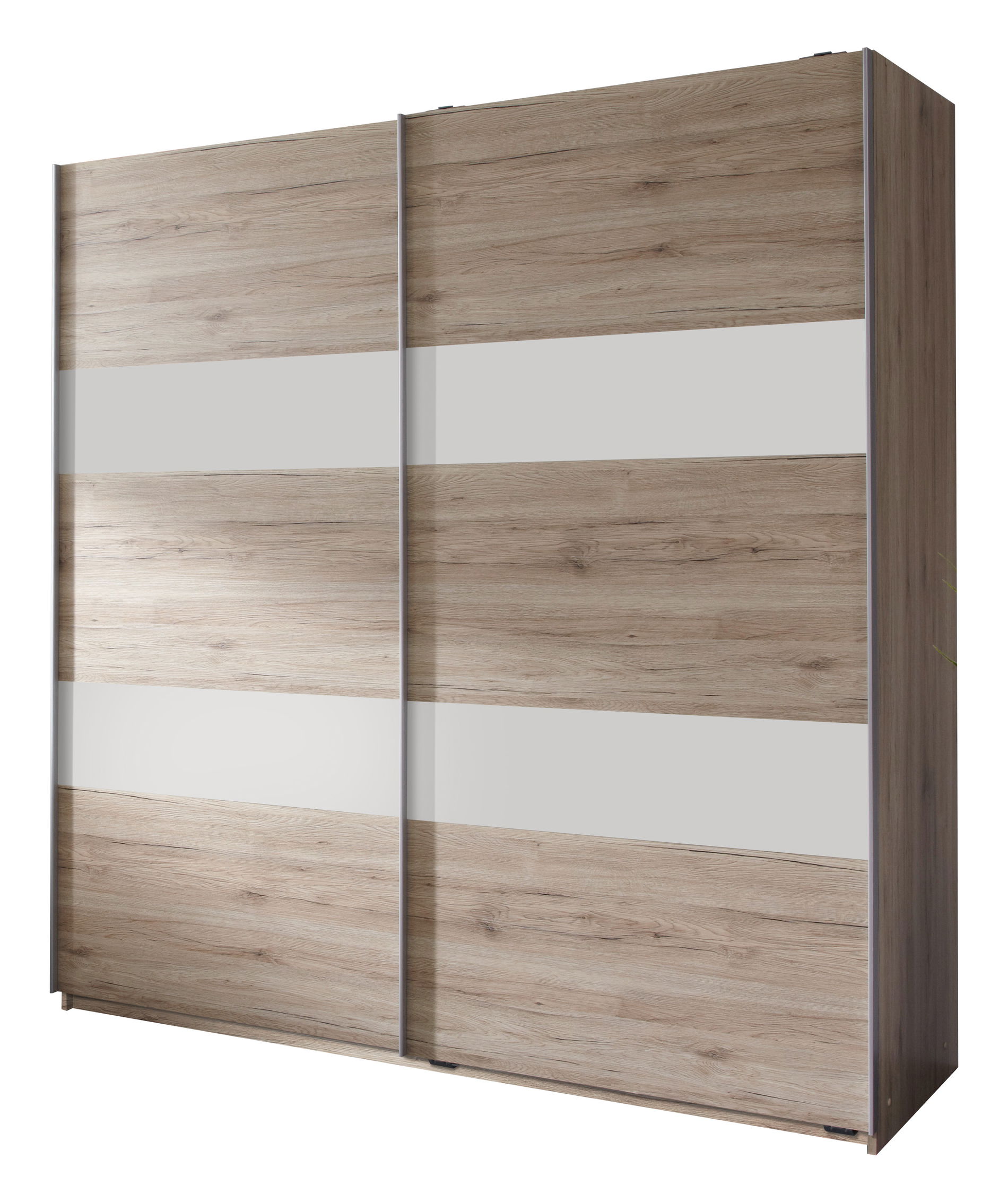 Wimex Chess Schwebetürenschrank 135 cm San Remo-Eiche-Nachbildung/Weiß