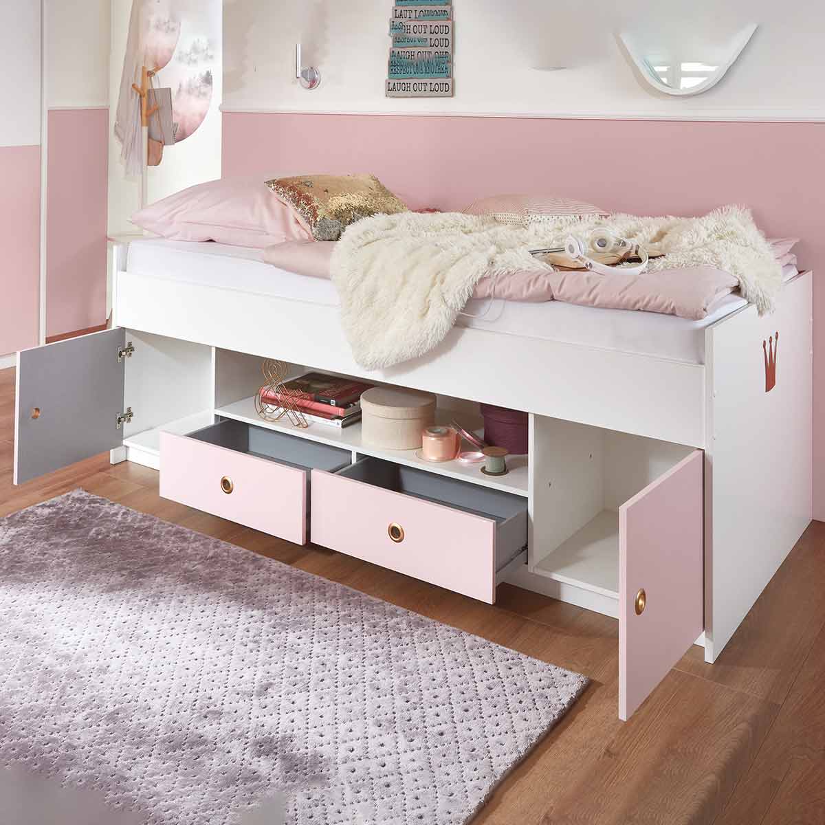 Wimex Cindy2 Funktionsliege 90 x 200 cm Weiß/Rose