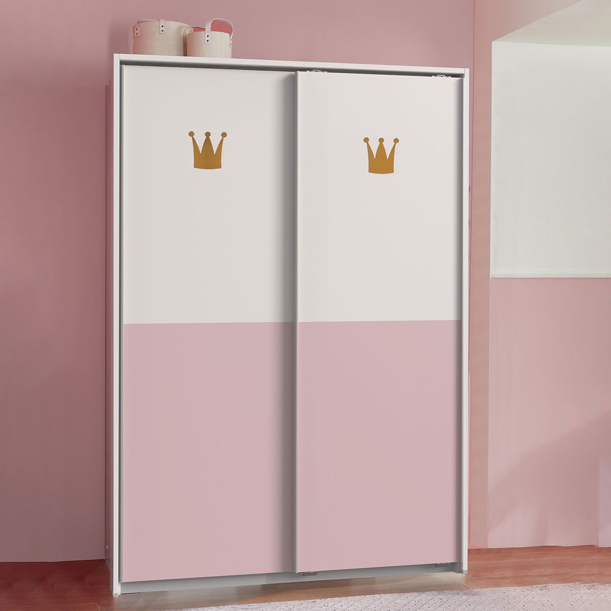 Wimex Cindy2 Schwebetürenschrank Weiß/Rose