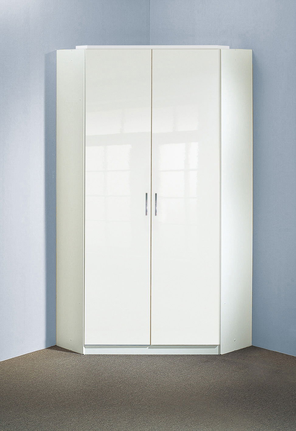 Wimex Clack 2-türiger Eckschrank Hochglanz Lack Weiss