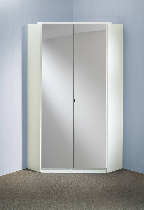 Wimex Clack Eckschrank mit Spiegel Hochglanz Lack Weiß