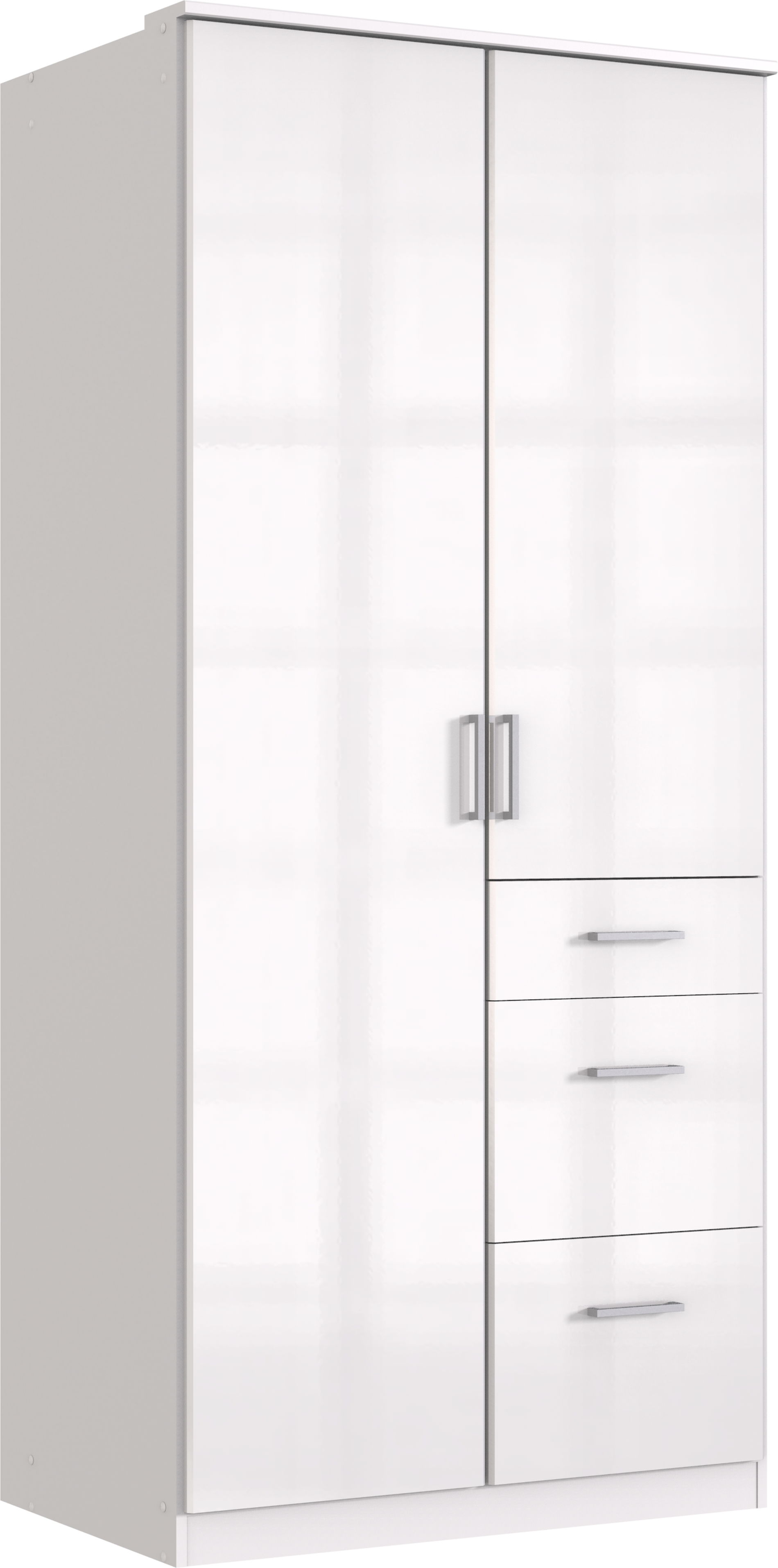 Wimex Clack Drehtürenschrank 90 CM, Hochglanz Lack Weiss