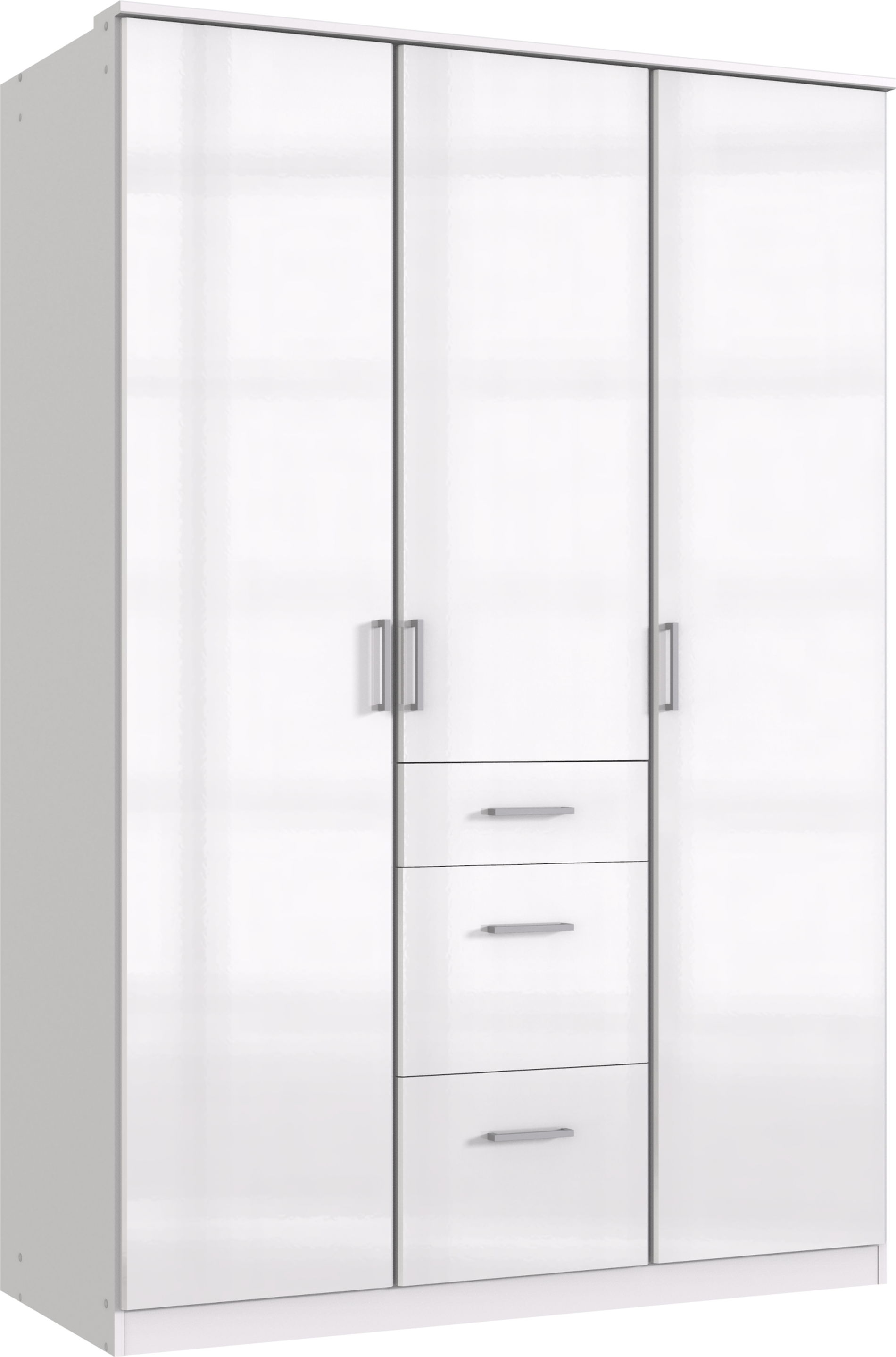 Wimex Clack Drehtürenschrank 135 CM Hochglanz Lack Weiss