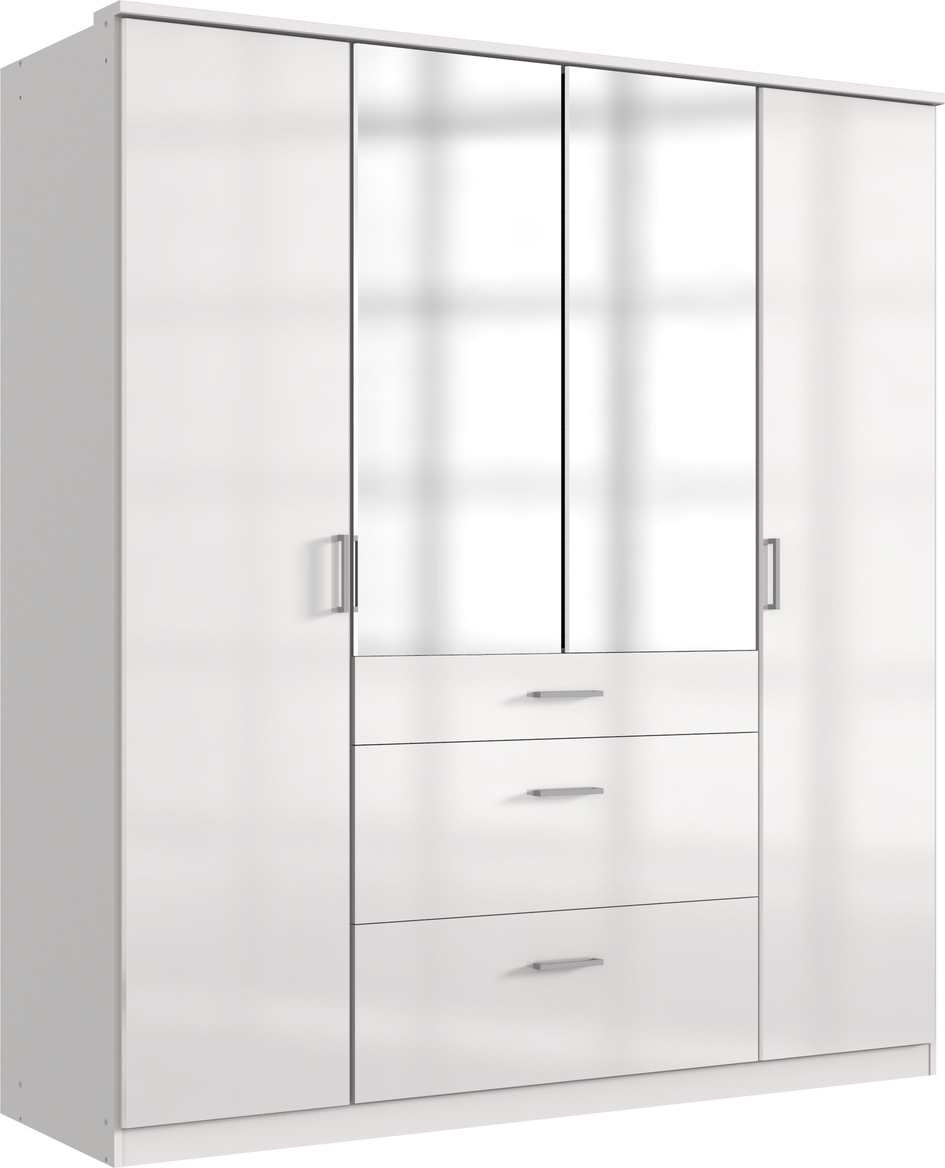 Wimex Clack Drehtürenschrank 180CM & Spiegel Hochglanz Lack Weiss