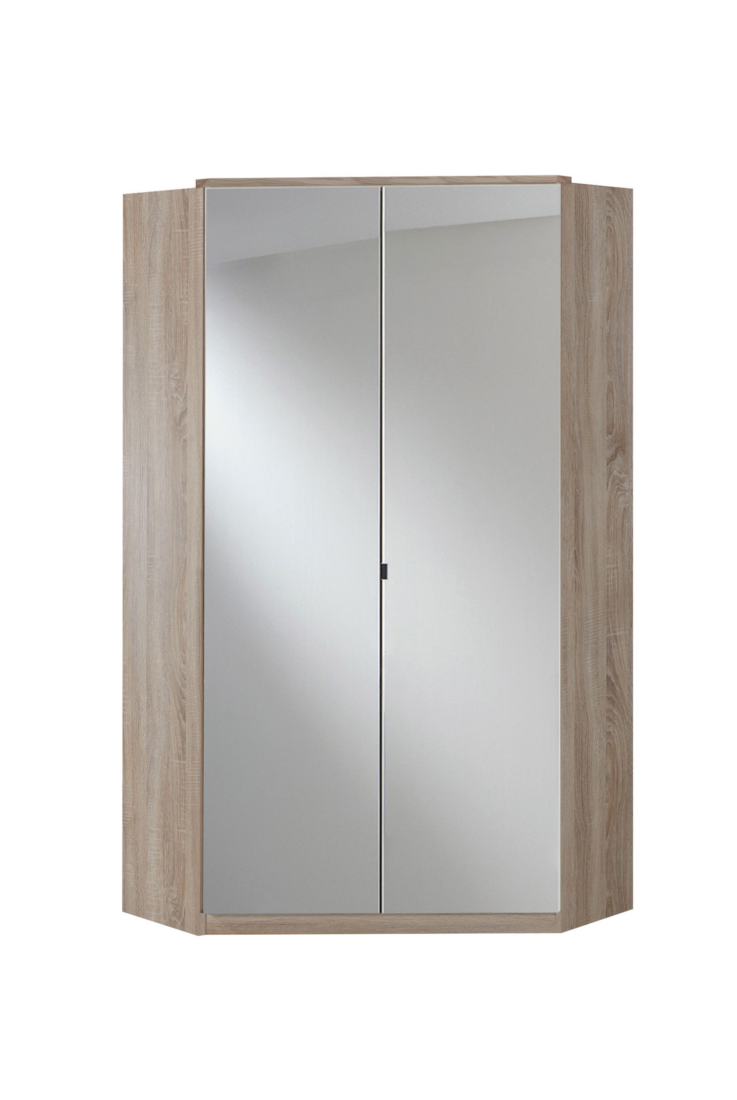 Wimex Clack Eckschrank mit Spiegel Hochglanz Lack Weiss/Eiche sägerau NB